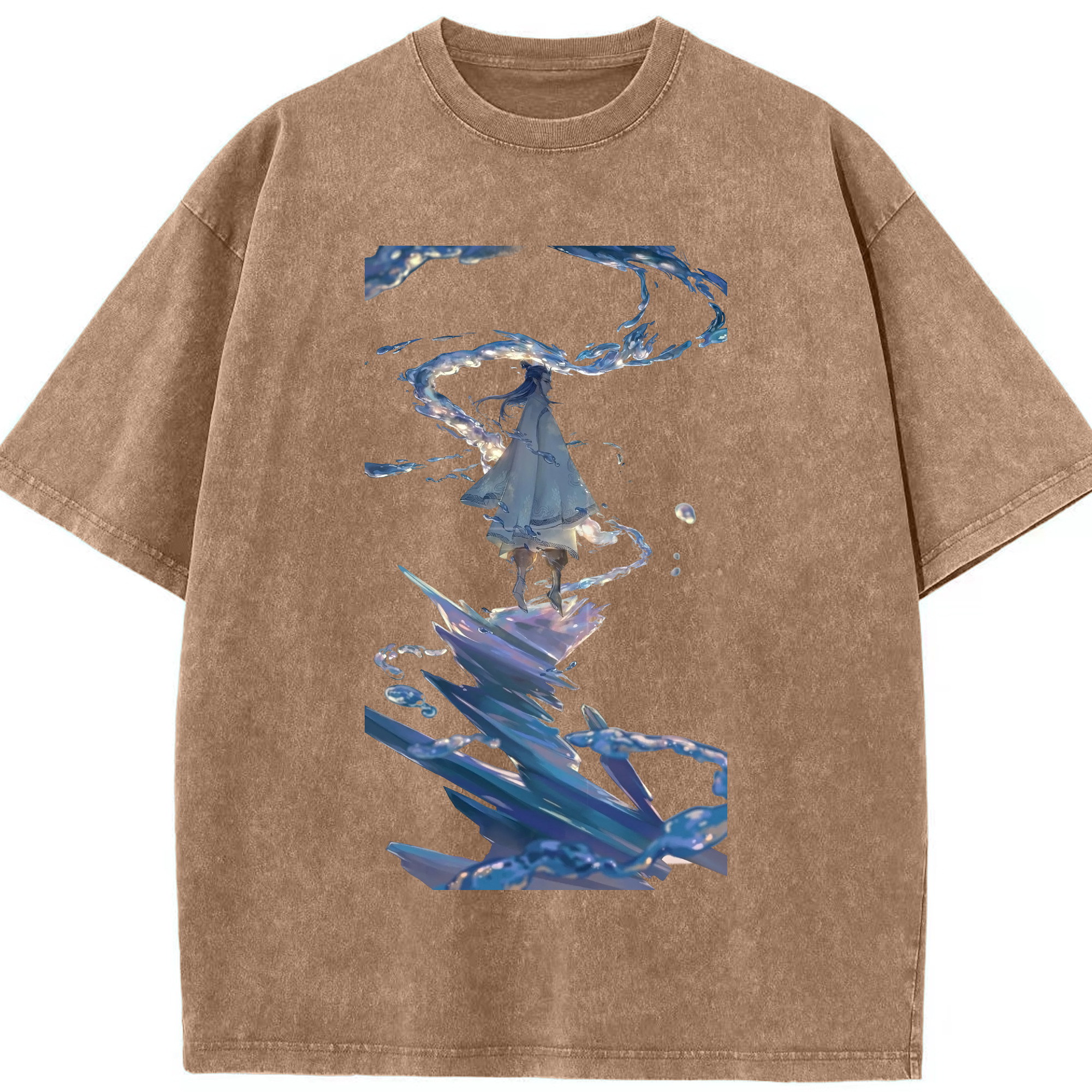 （画像用） Ne Zha 2 ナタ 魔童の大暴れ 綿100% ヴィンテージ風 半袖Tシャツ（フロントプリント）