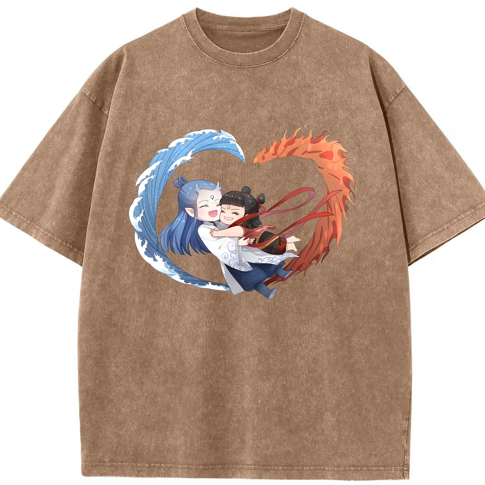 （画像用） Ne Zha 2 ナタ 魔童の大暴れ 綿100% ヴィンテージ風 半袖Tシャツ（フロントプリント）
