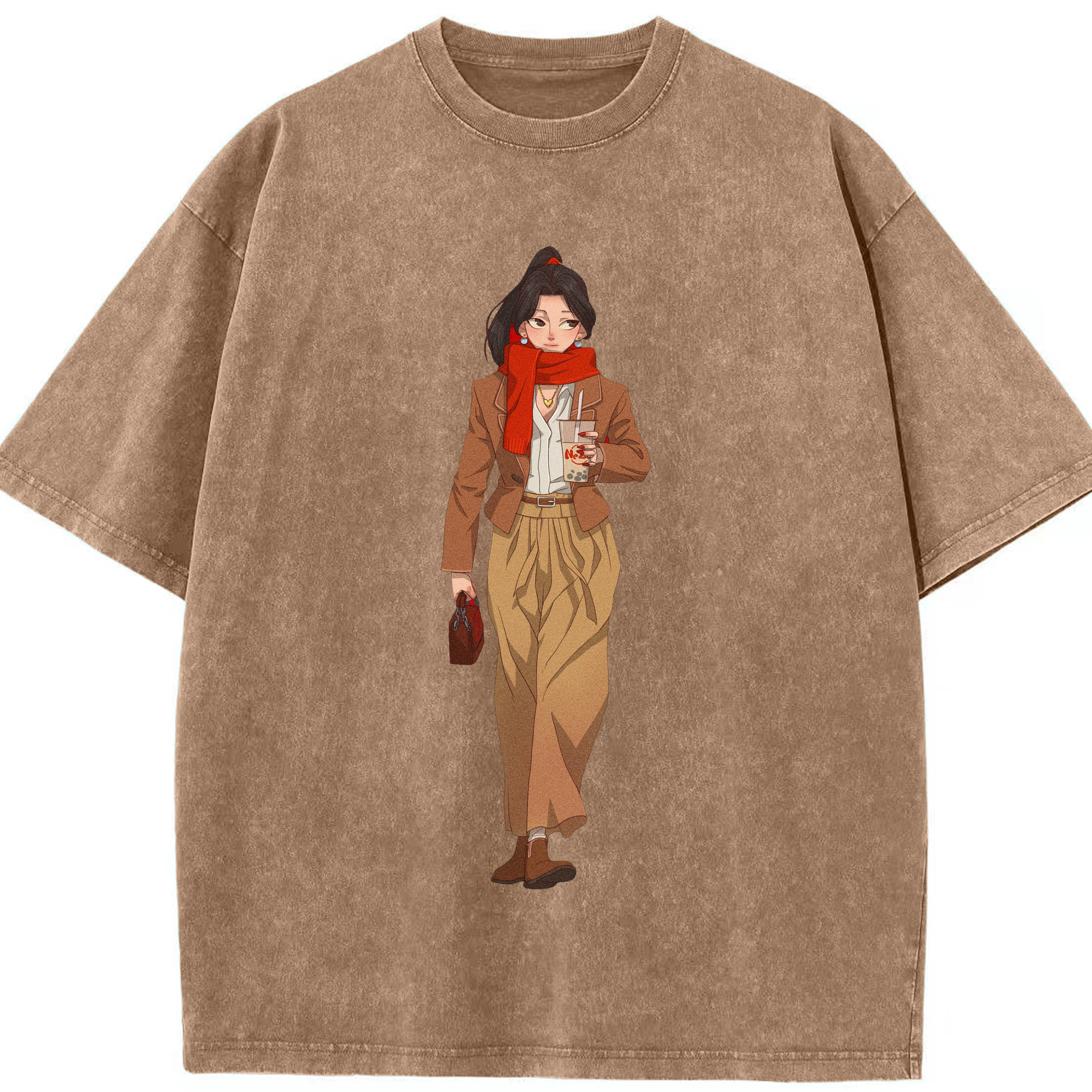 （画像用） Ne Zha 2 ナタ 魔童の大暴れ 綿100% ヴィンテージ風 半袖Tシャツ（フロントプリント）