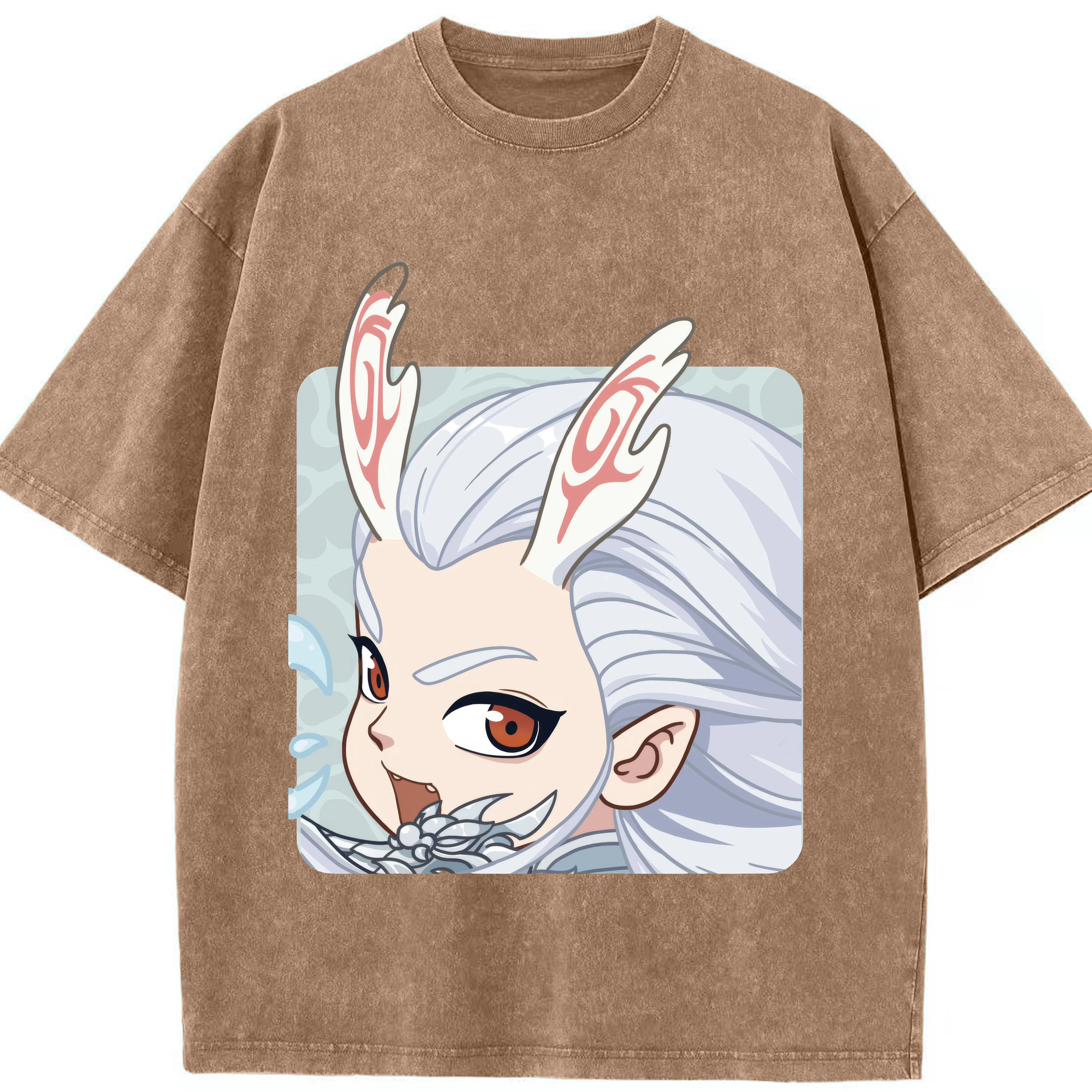 （画像用） Ne Zha 2 ナタ 魔童の大暴れ 綿100% ヴィンテージ風 半袖Tシャツ（フロントプリント）