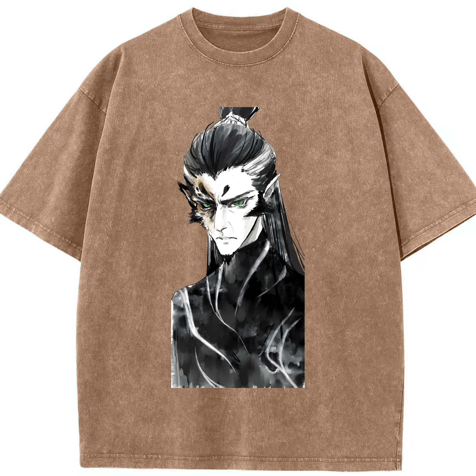 （画像用） Ne Zha 2 ナタ 魔童の大暴れ 綿100% ヴィンテージ風 半袖Tシャツ（フロントプリント）