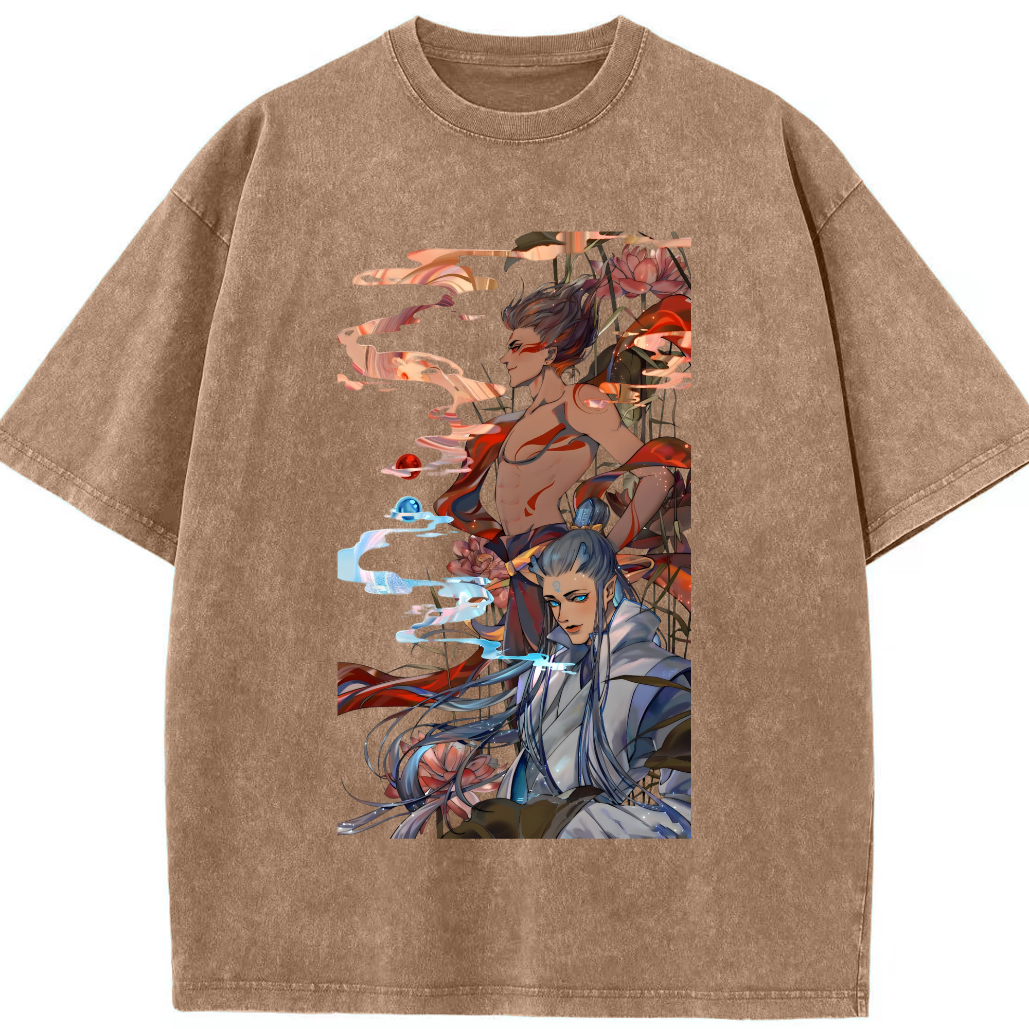 （画像用） Ne Zha 2 ナタ 魔童の大暴れ 綿100% ヴィンテージ風 半袖Tシャツ（フロントプリント）