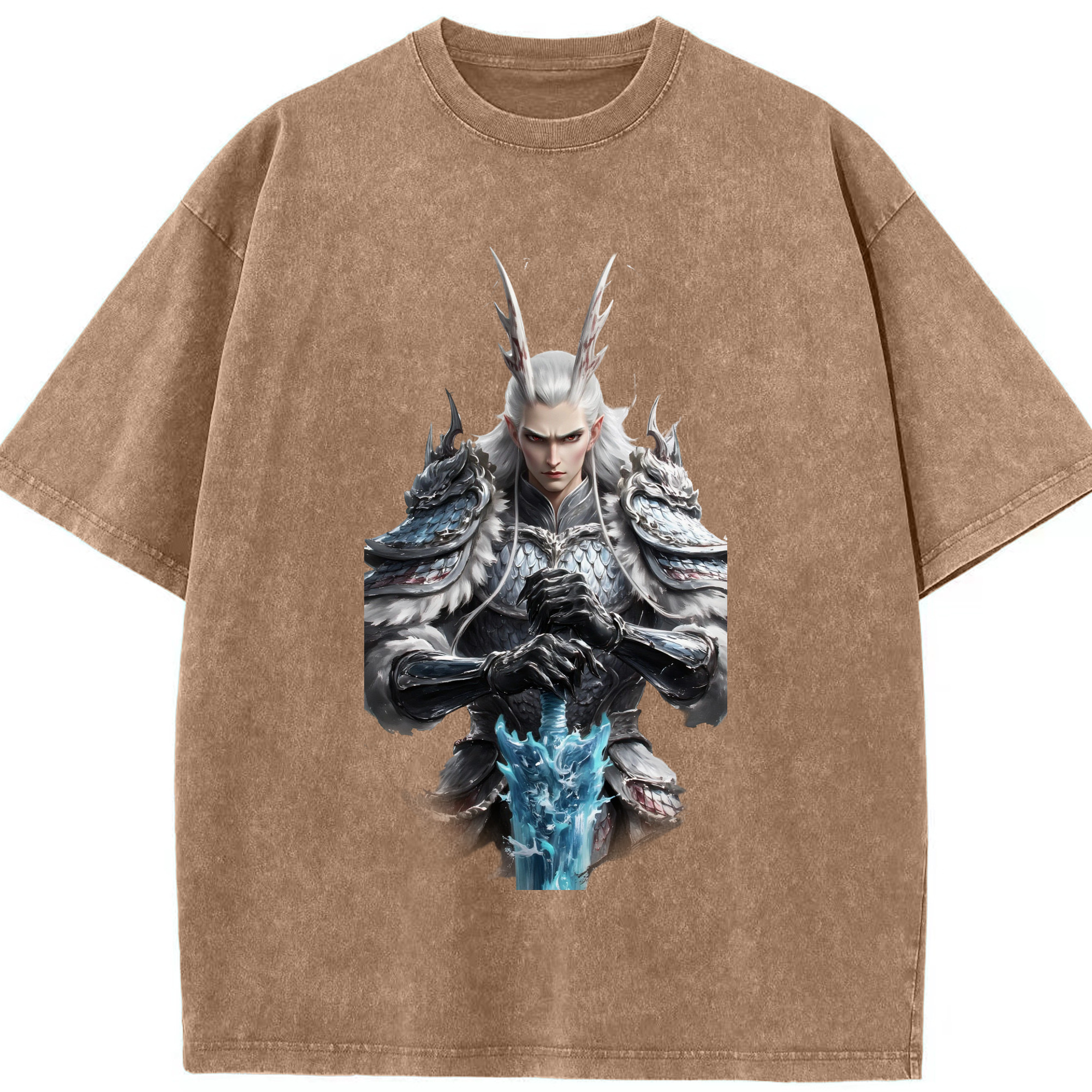 （画像用） Ne Zha 2 ナタ 魔童の大暴れ 綿100% ヴィンテージ風 半袖Tシャツ（フロントプリント）