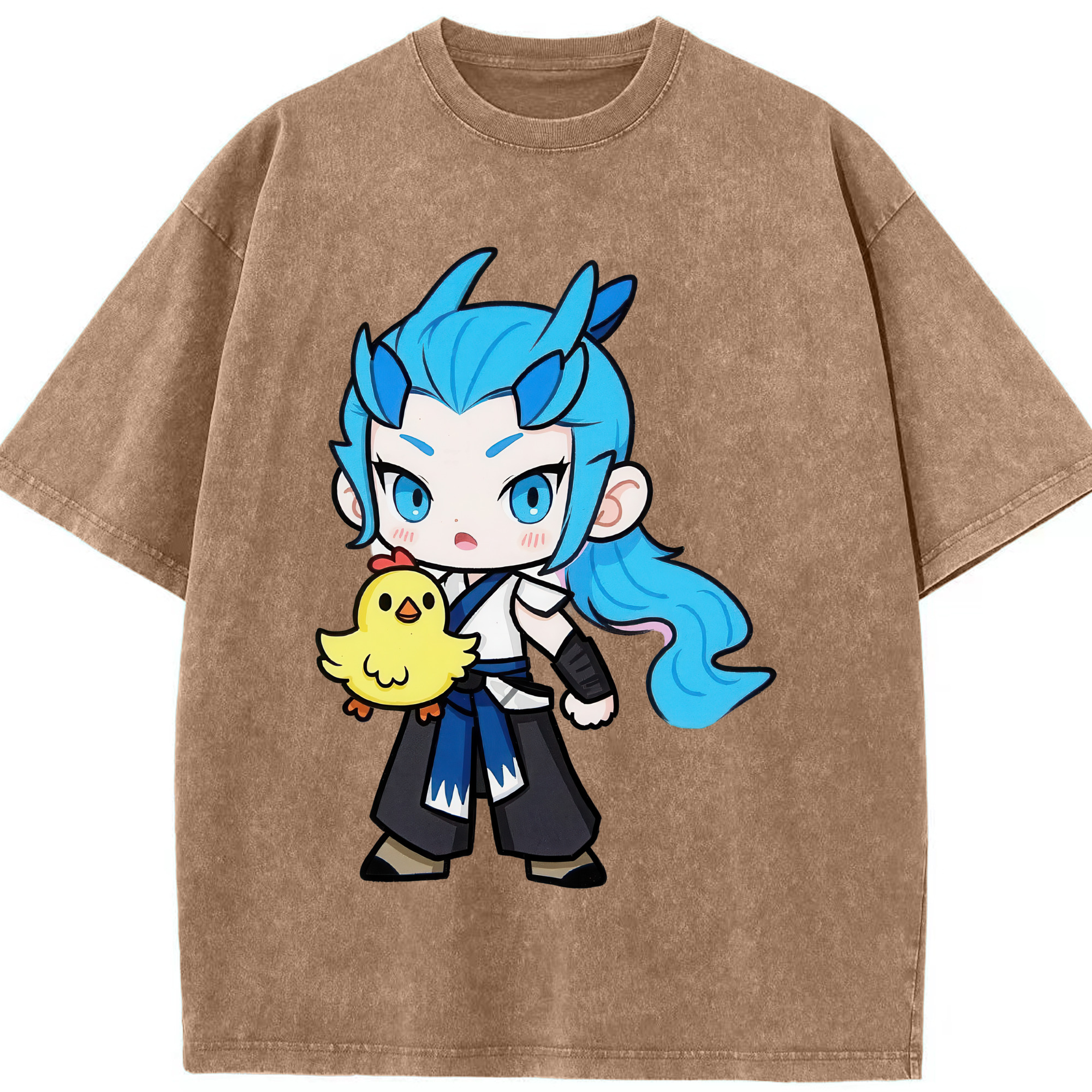 （画像用） Ne Zha 2 ナタ 魔童の大暴れ 綿100% ヴィンテージ風 半袖Tシャツ（フロントプリント）