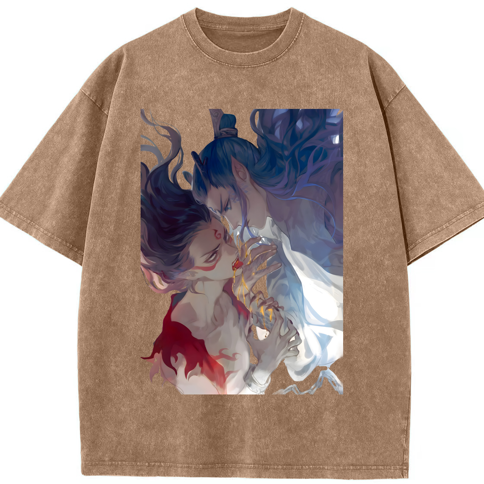 （画像用） Ne Zha 2 ナタ 魔童の大暴れ 綿100% ヴィンテージ風 半袖Tシャツ（フロントプリント）