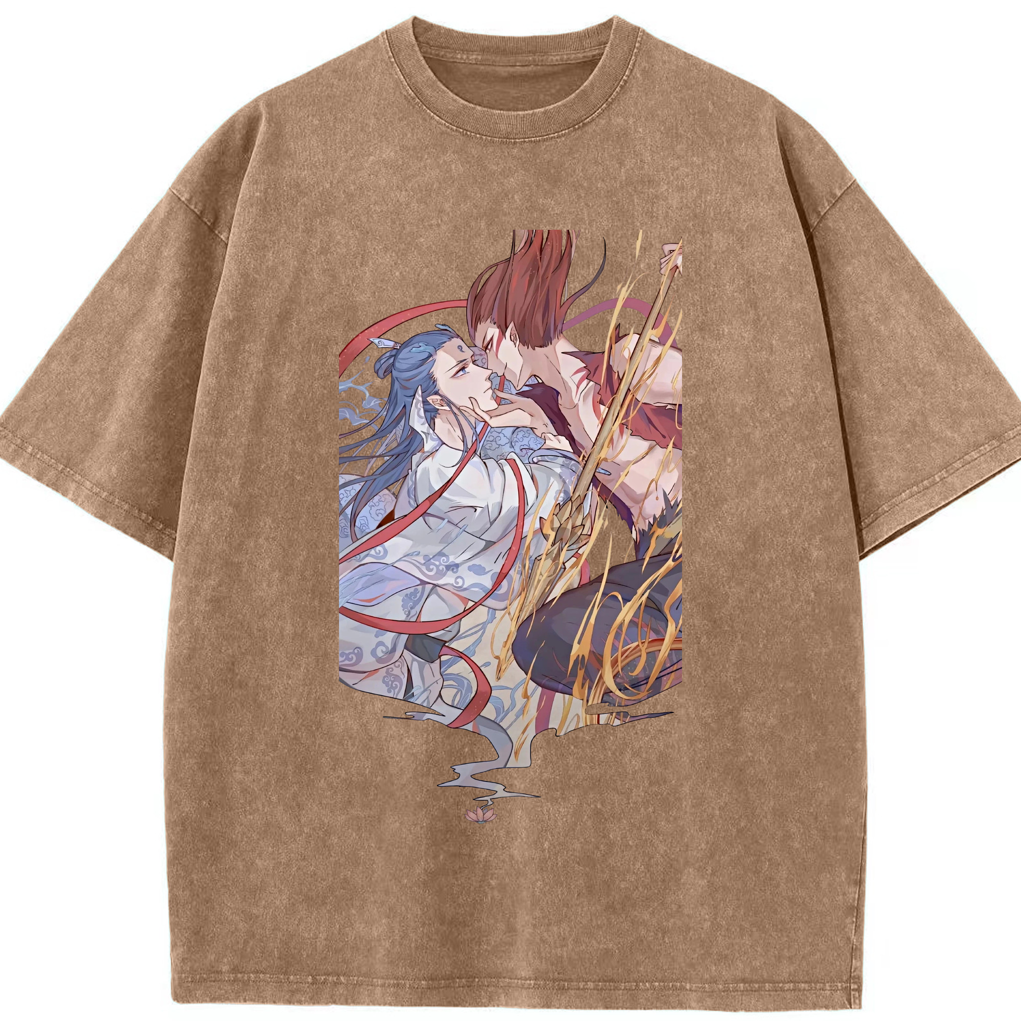 （画像用） Ne Zha 2 ナタ 魔童の大暴れ 綿100% ヴィンテージ風 半袖Tシャツ（フロントプリント）