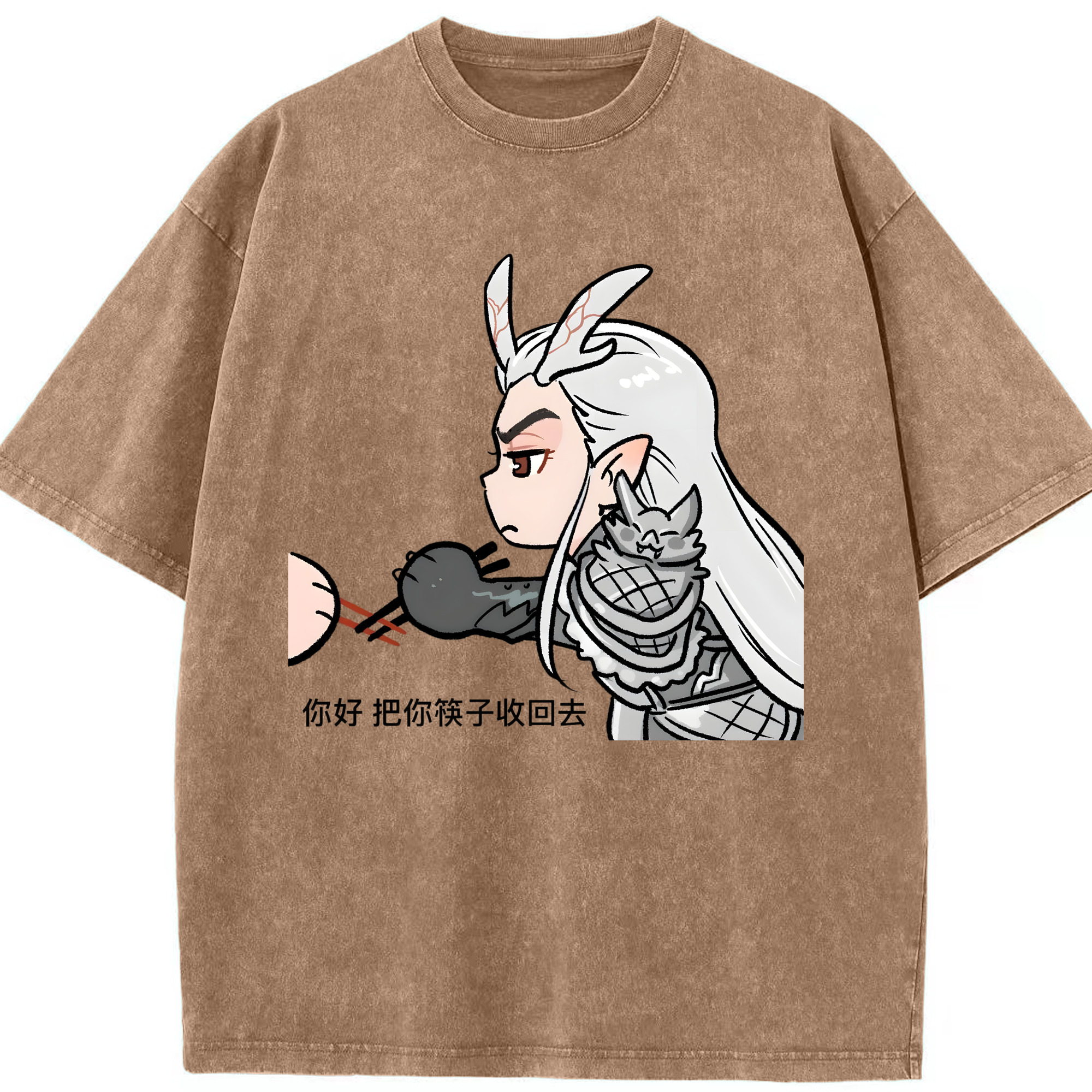 （画像用） Ne Zha 2 ナタ 魔童の大暴れ 綿100% ヴィンテージ風 半袖Tシャツ（フロントプリント）