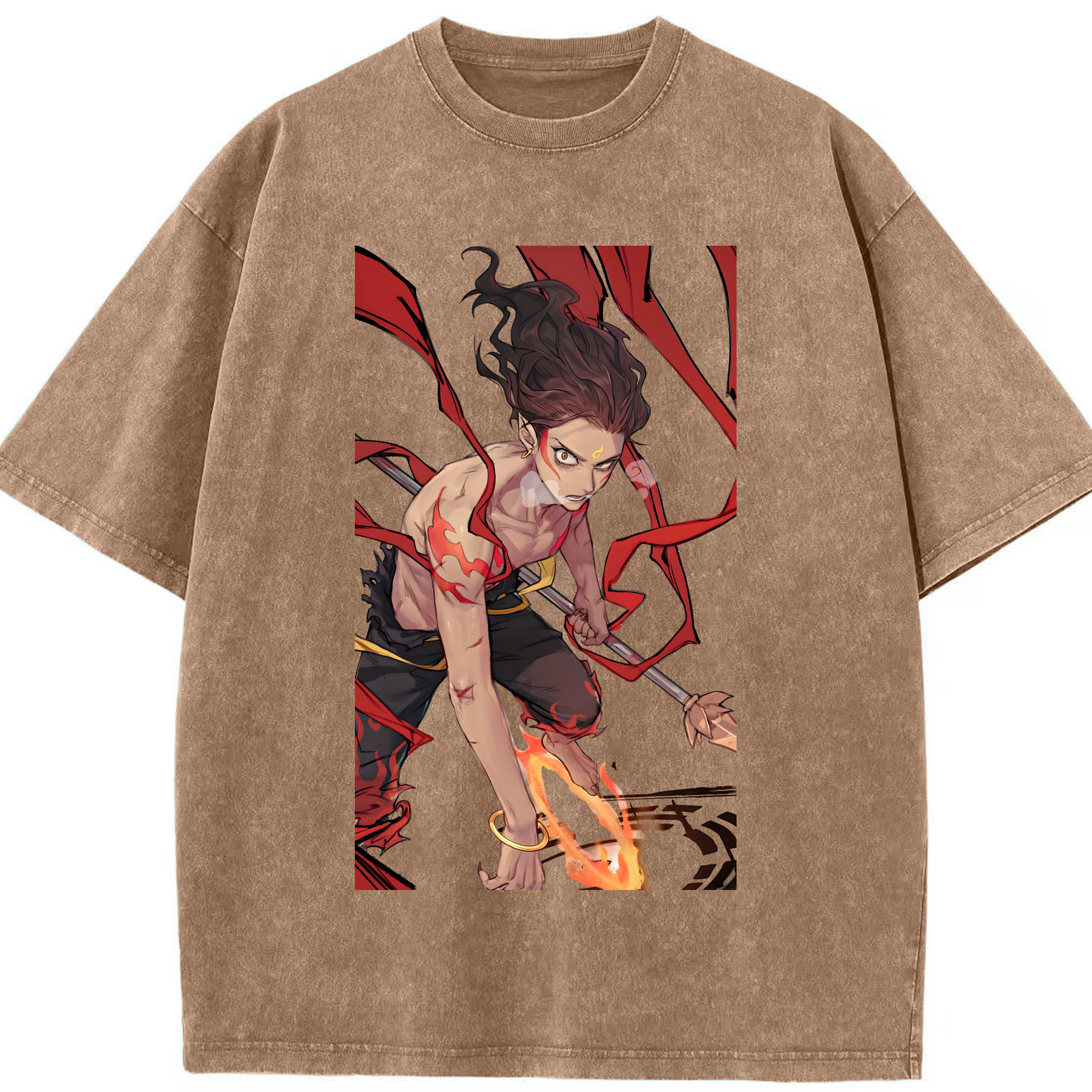 （画像用） Ne Zha 2 ナタ 魔童の大暴れ 綿100% ヴィンテージ風 半袖Tシャツ（フロントプリント）