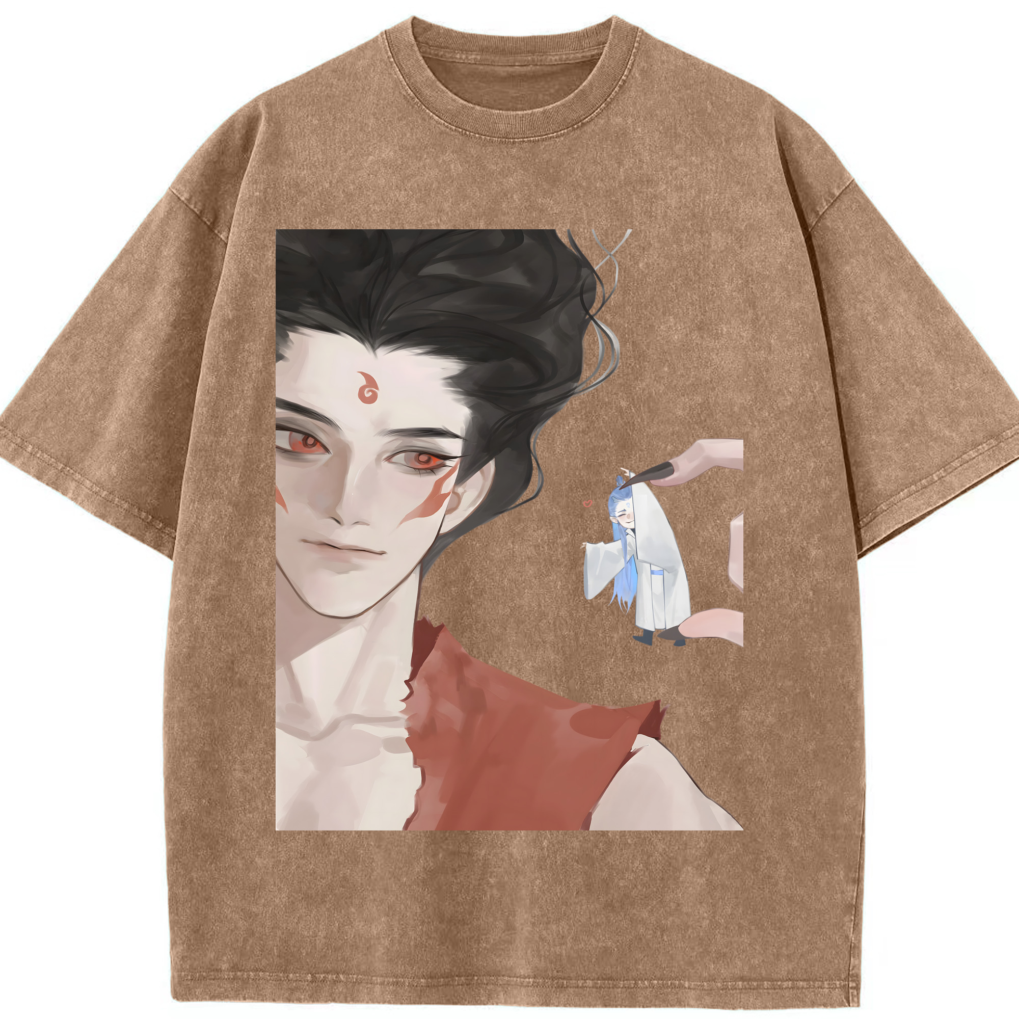 （画像用） Ne Zha 2 ナタ 魔童の大暴れ 綿100% ヴィンテージ風 半袖Tシャツ（フロントプリント）
