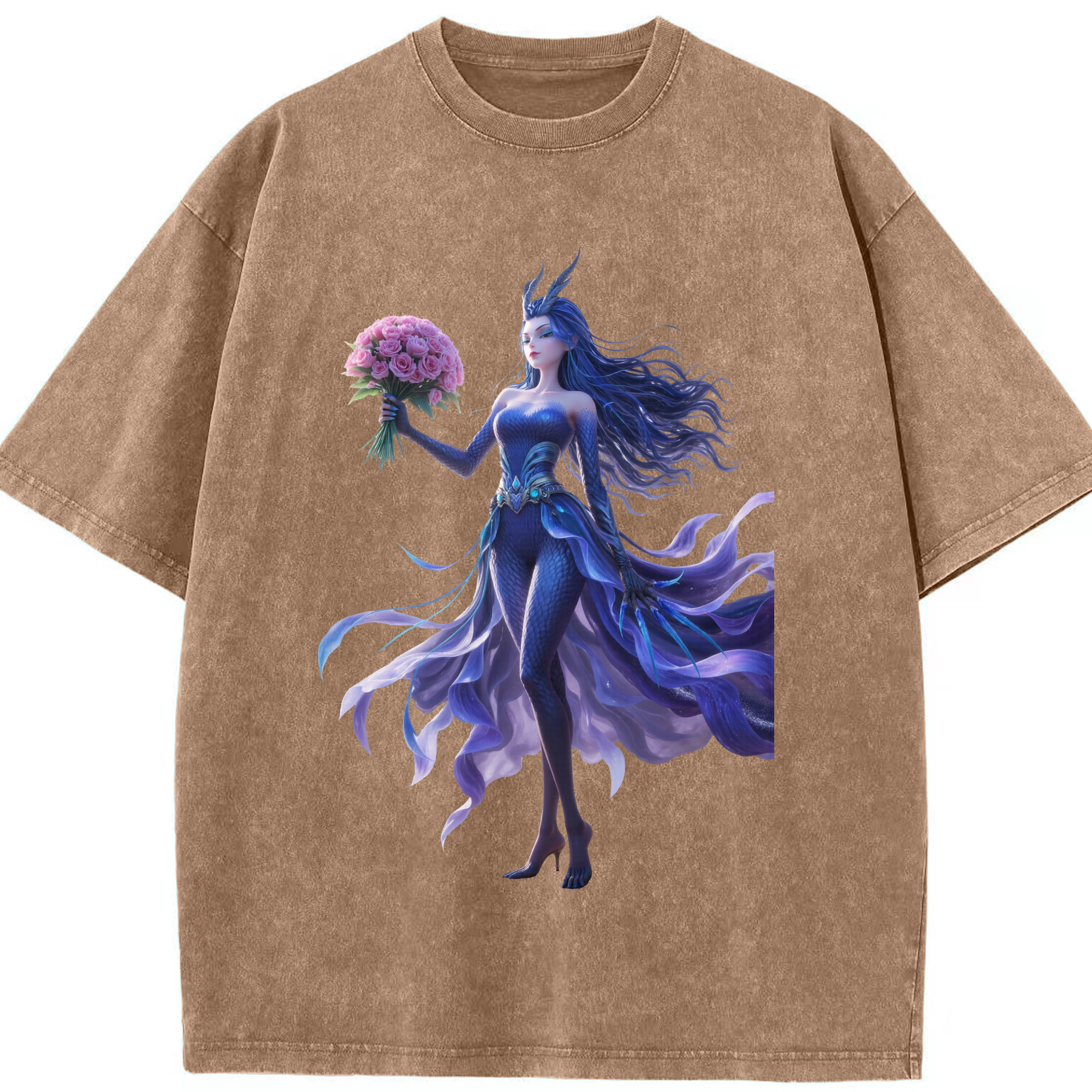 （画像用） Ne Zha 2 ナタ 魔童の大暴れ 綿100% ヴィンテージ風 半袖Tシャツ（フロントプリント）