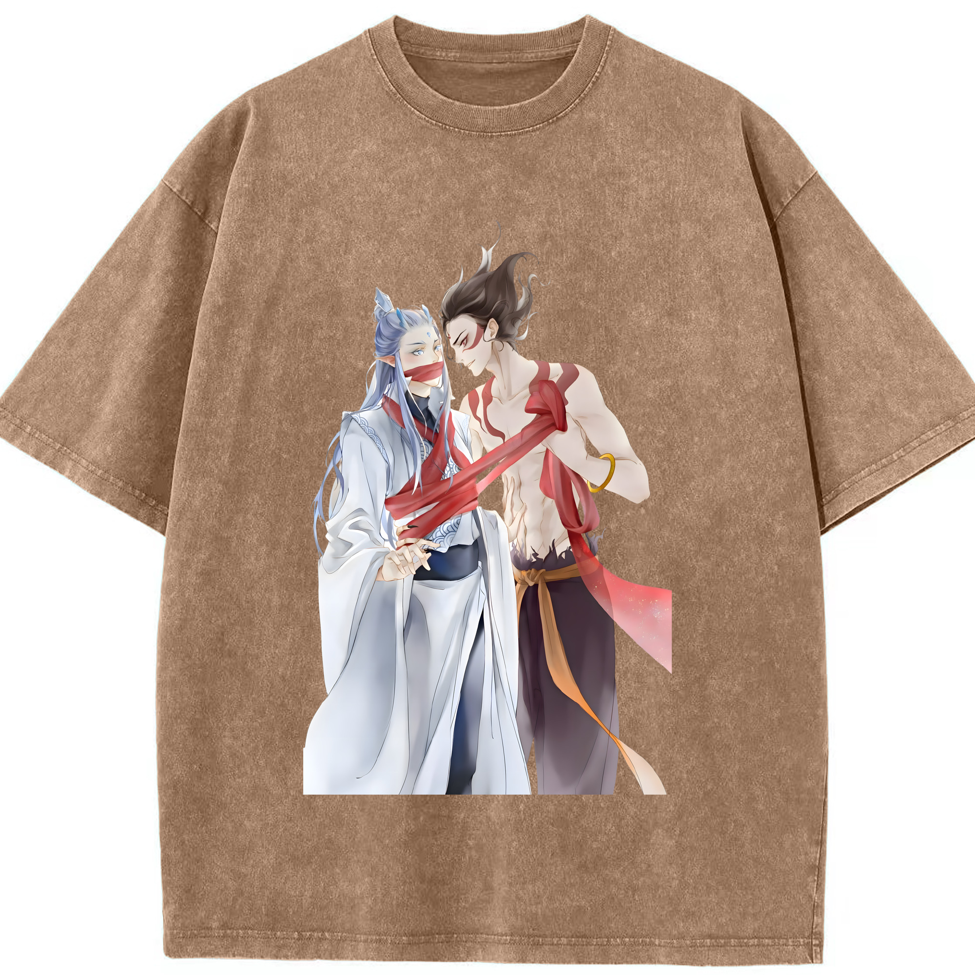 （画像用） Ne Zha 2 ナタ 魔童の大暴れ 綿100% ヴィンテージ風 半袖Tシャツ（フロントプリント）