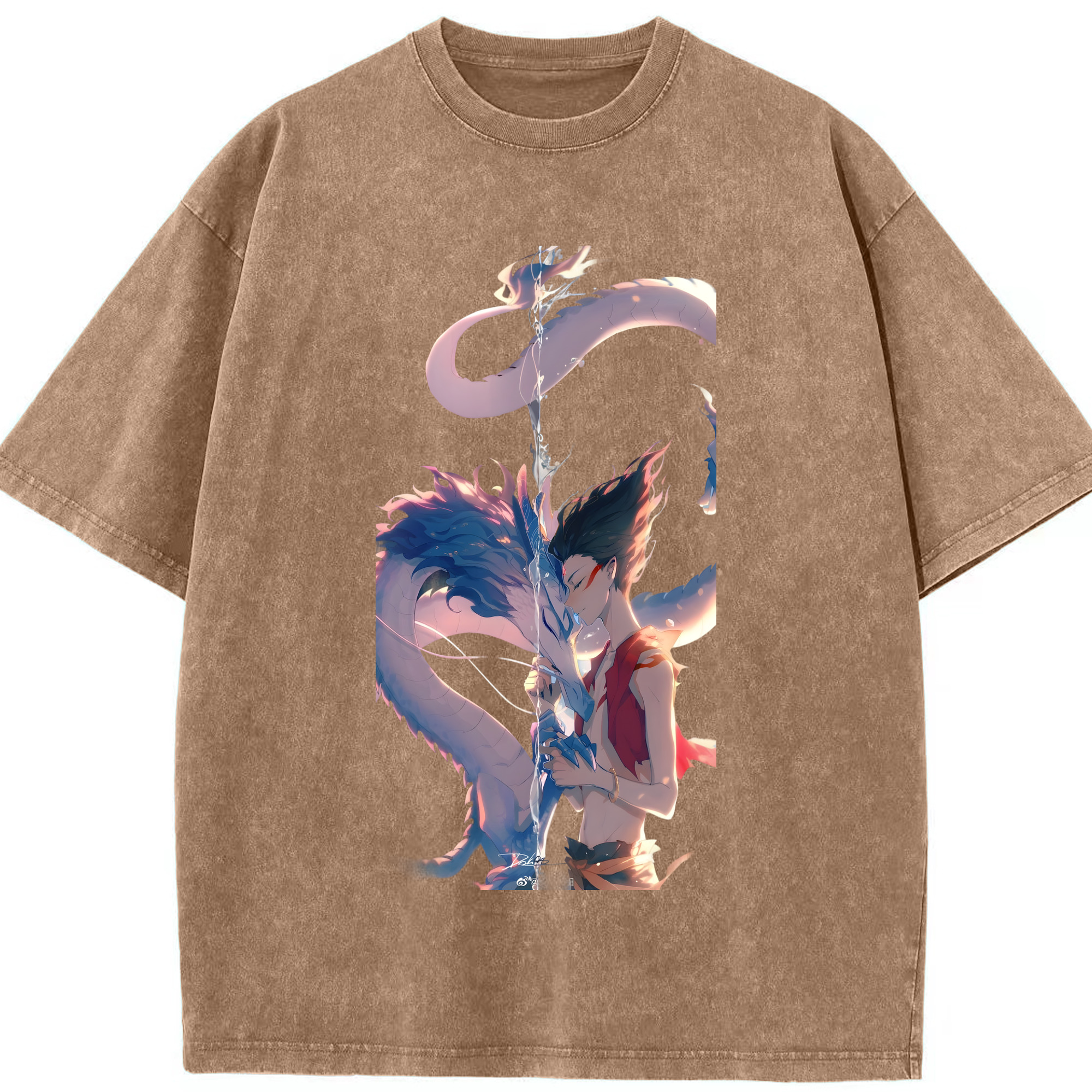（画像用） Ne Zha 2 ナタ 魔童の大暴れ 綿100% ヴィンテージ風 半袖Tシャツ（フロントプリント）
