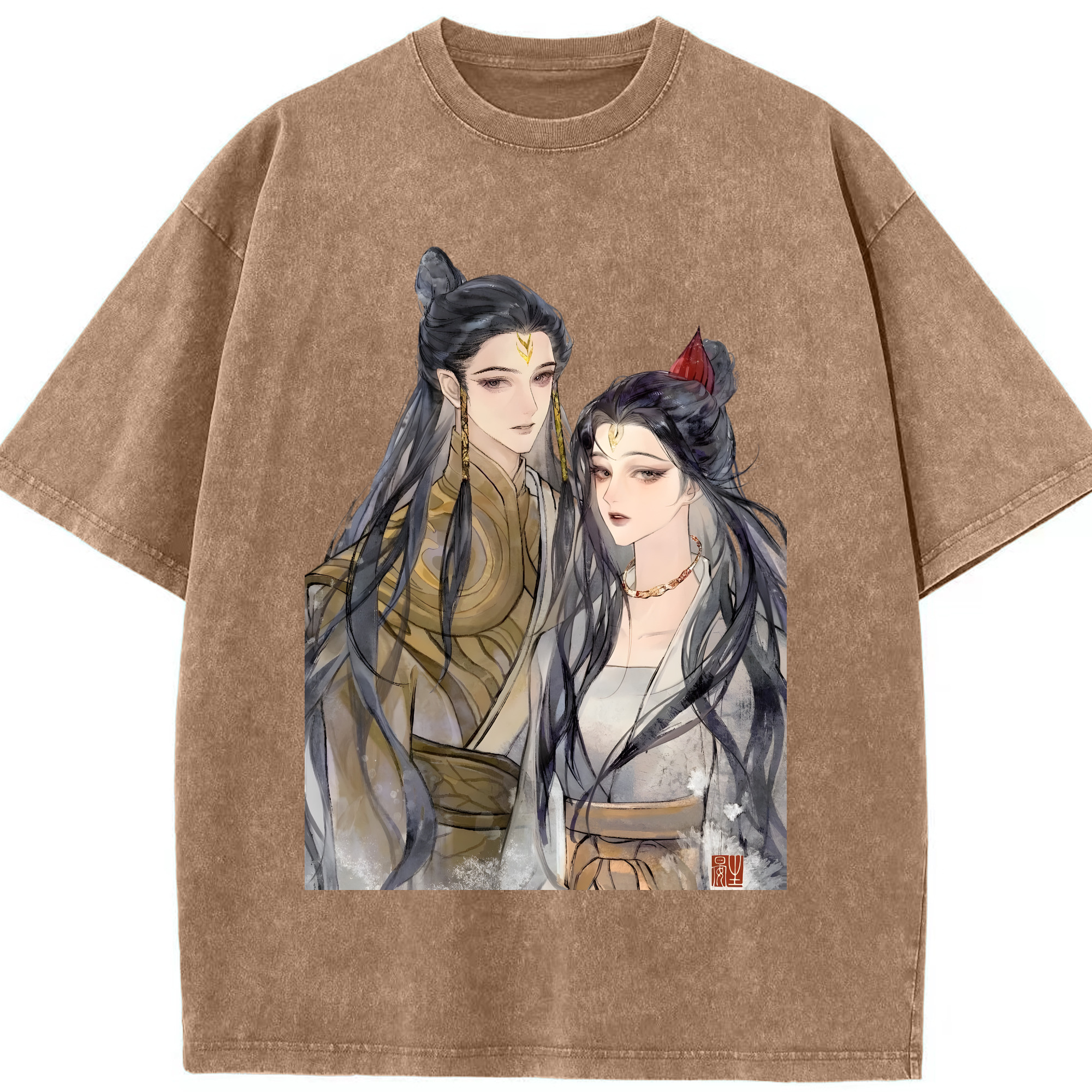 （画像用） Ne Zha 2 ナタ 魔童の大暴れ 綿100% ヴィンテージ風 半袖Tシャツ（フロントプリント）