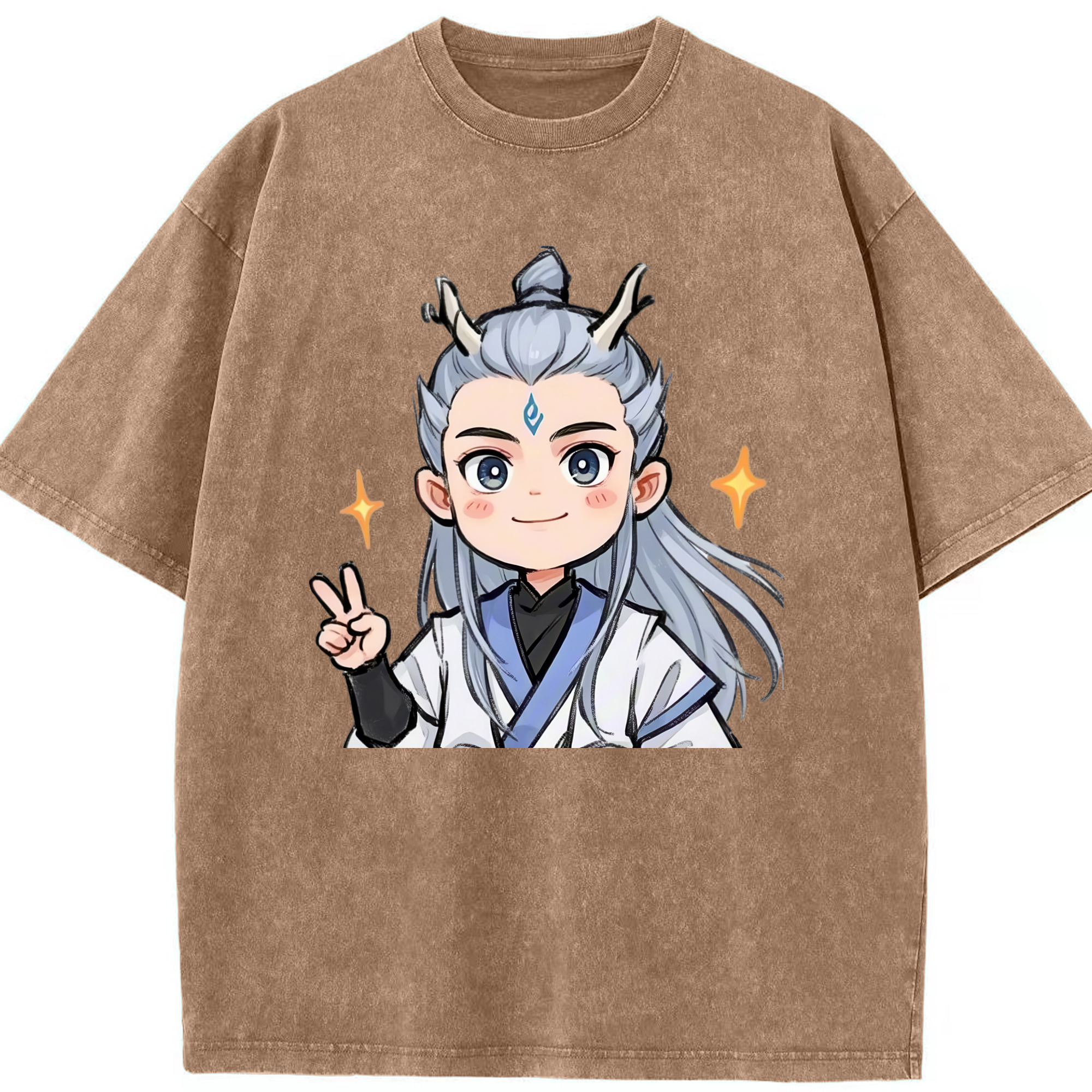 （画像用） Ne Zha 2 ナタ 魔童の大暴れ 綿100% ヴィンテージ風 半袖Tシャツ（フロントプリント）