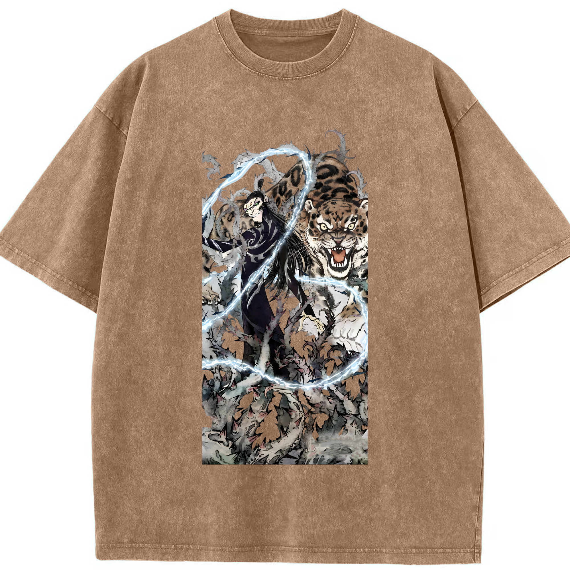 Ne Zha 2 ナタ 魔童の大暴れ 綿100% ヴィンテージ風 半袖Tシャツ（フロントプリント）