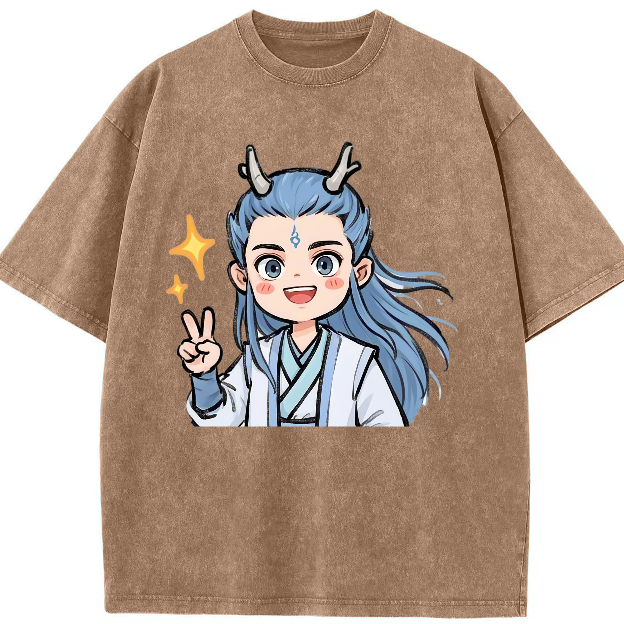 （画像用） Ne Zha 2 ナタ 魔童の大暴れ 綿100% ヴィンテージ風 半袖Tシャツ（フロントプリント）