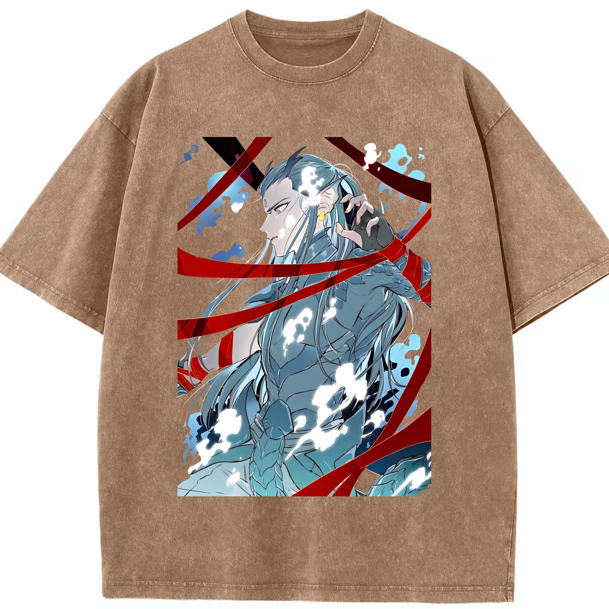 （画像用） Ne Zha 2 ナタ 魔童の大暴れ 綿100% ヴィンテージ風 半袖Tシャツ（フロントプリント）