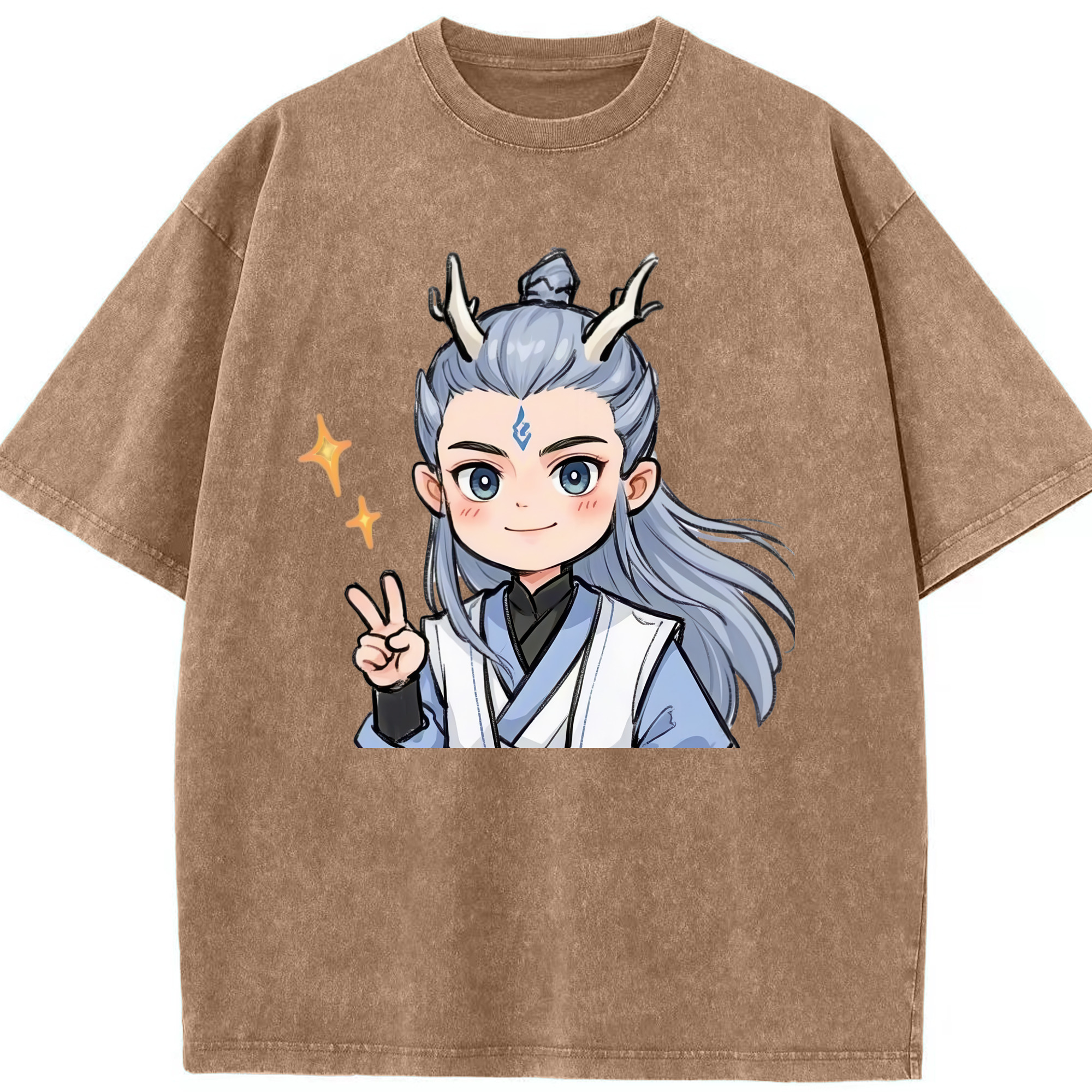 （画像用） Ne Zha 2 ナタ 魔童の大暴れ 綿100% ヴィンテージ風 半袖Tシャツ（フロントプリント）