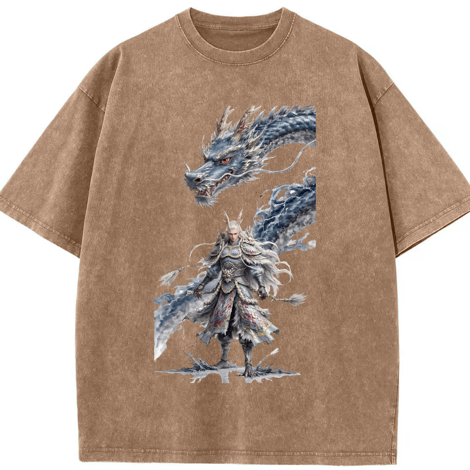 （画像用） Ne Zha 2 ナタ 魔童の大暴れ 綿100% ヴィンテージ風 半袖Tシャツ（フロントプリント）