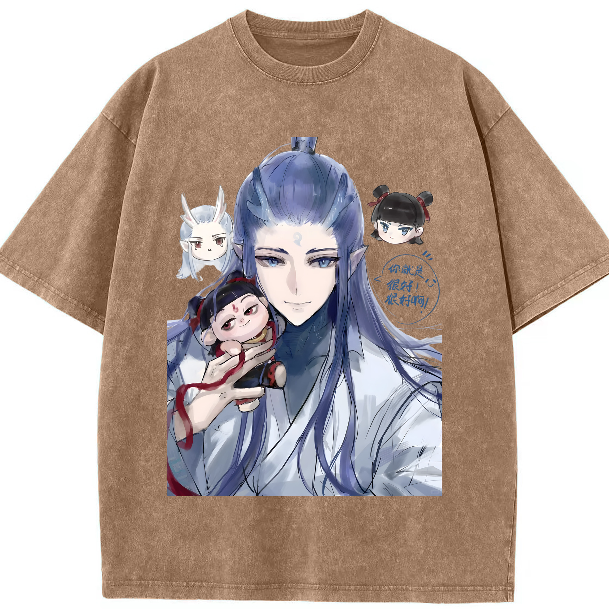 （画像用） Ne Zha 2 ナタ 魔童の大暴れ 綿100% ヴィンテージ風 半袖Tシャツ（フロントプリント）