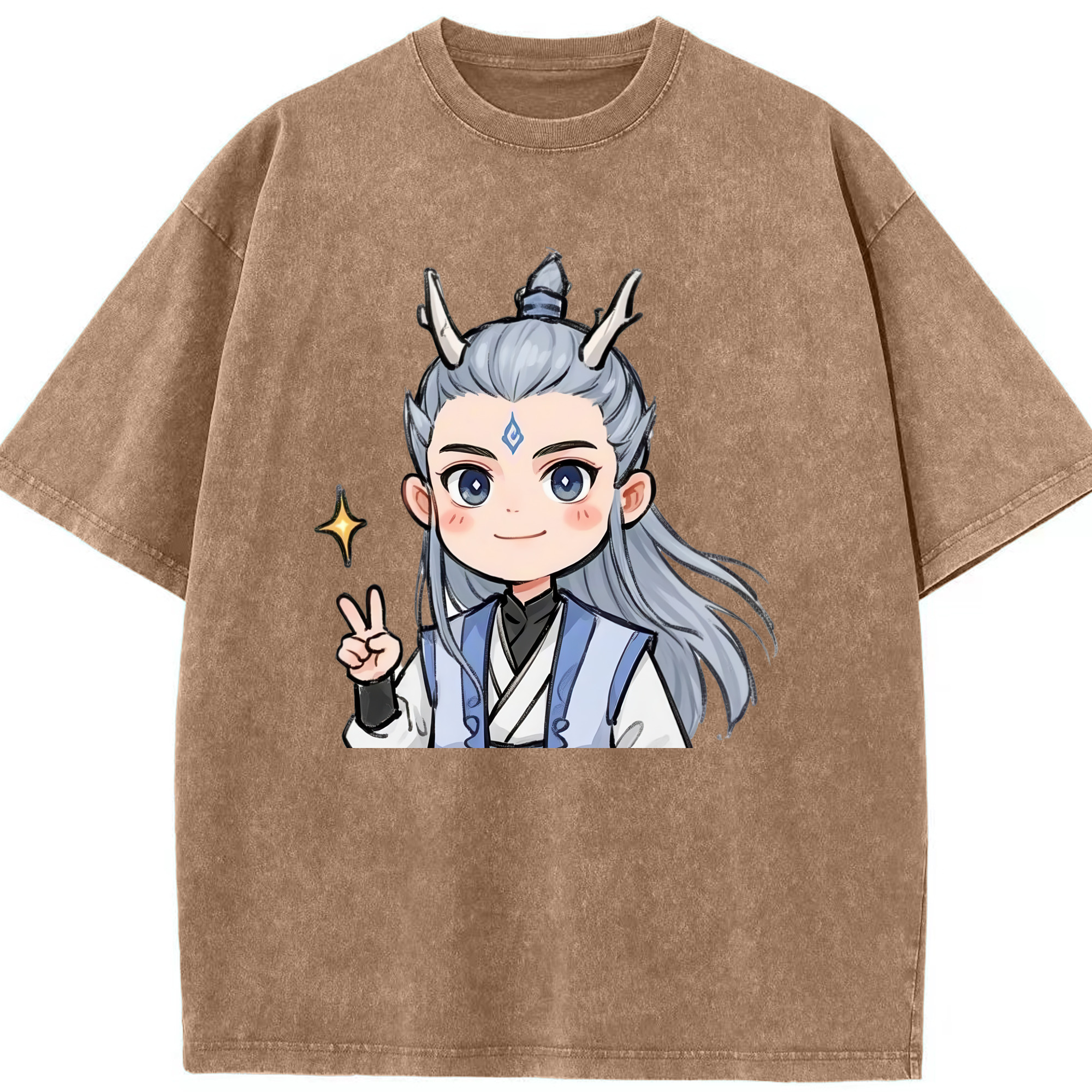 （画像用） Ne Zha 2 ナタ 魔童の大暴れ 綿100% ヴィンテージ風 半袖Tシャツ（フロントプリント）