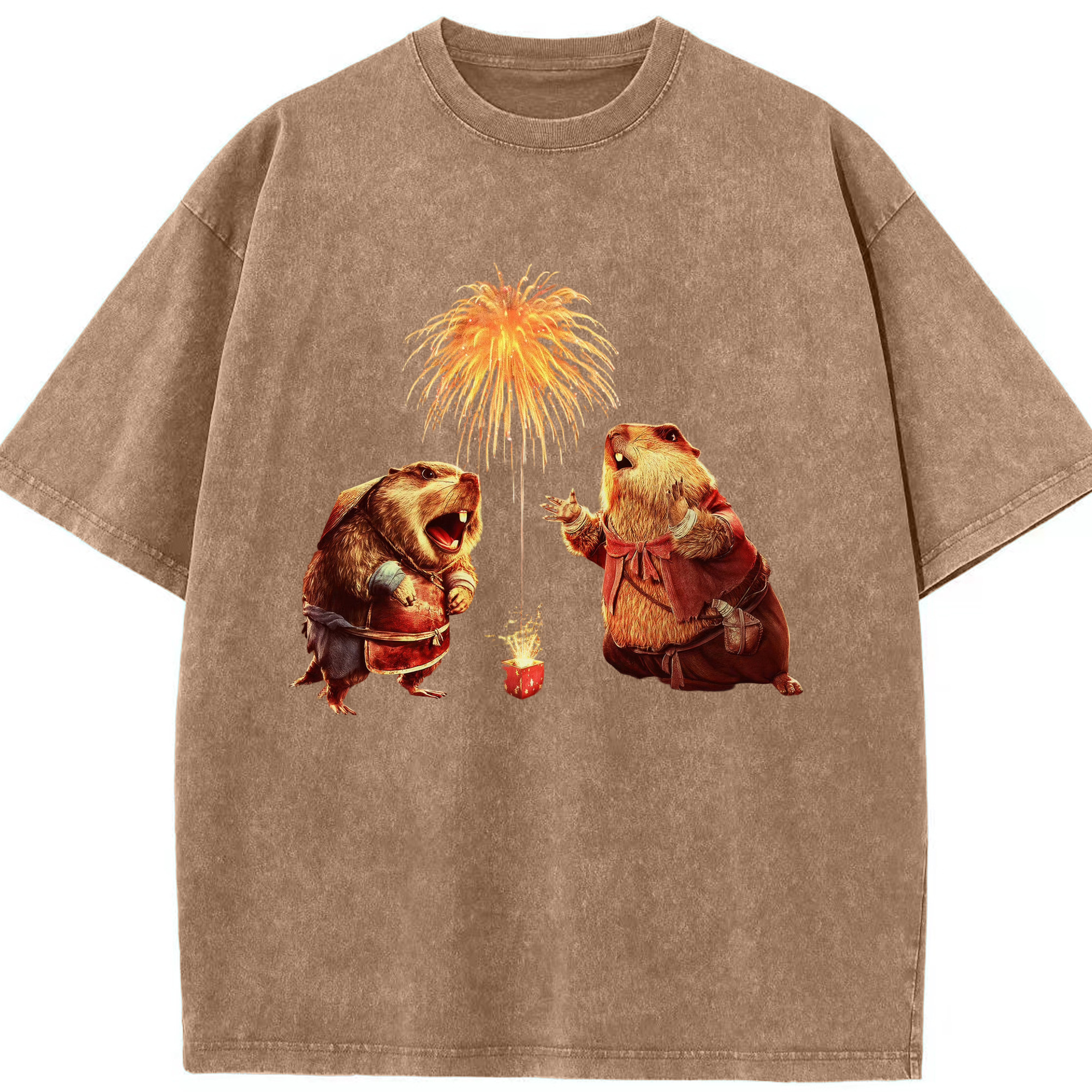 （画像用） Ne Zha 2 ナタ 魔童の大暴れ 綿100% ヴィンテージ風 半袖Tシャツ（フロントプリント）