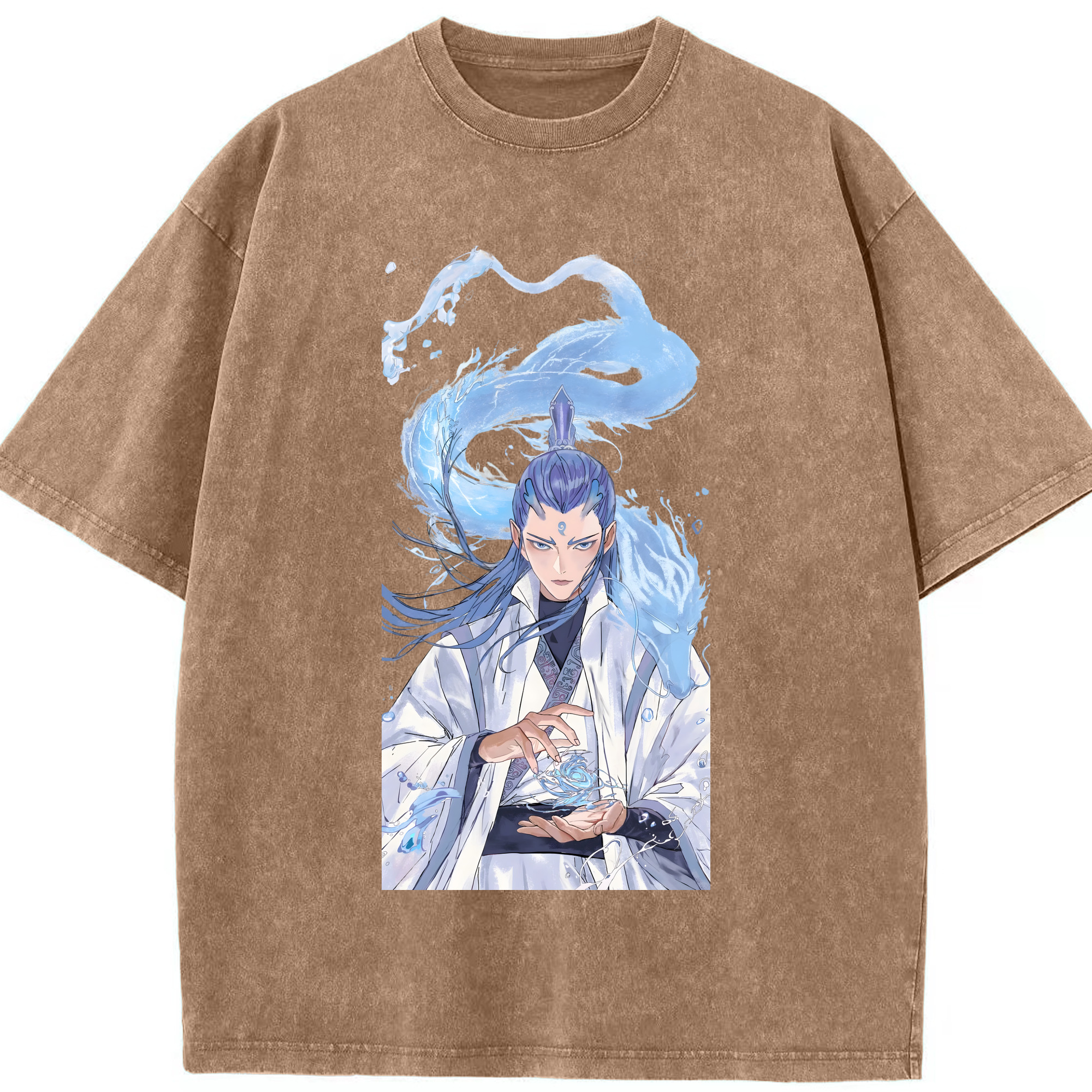 （画像用） Ne Zha 2 ナタ 魔童の大暴れ 綿100% ヴィンテージ風 半袖Tシャツ（フロントプリント）