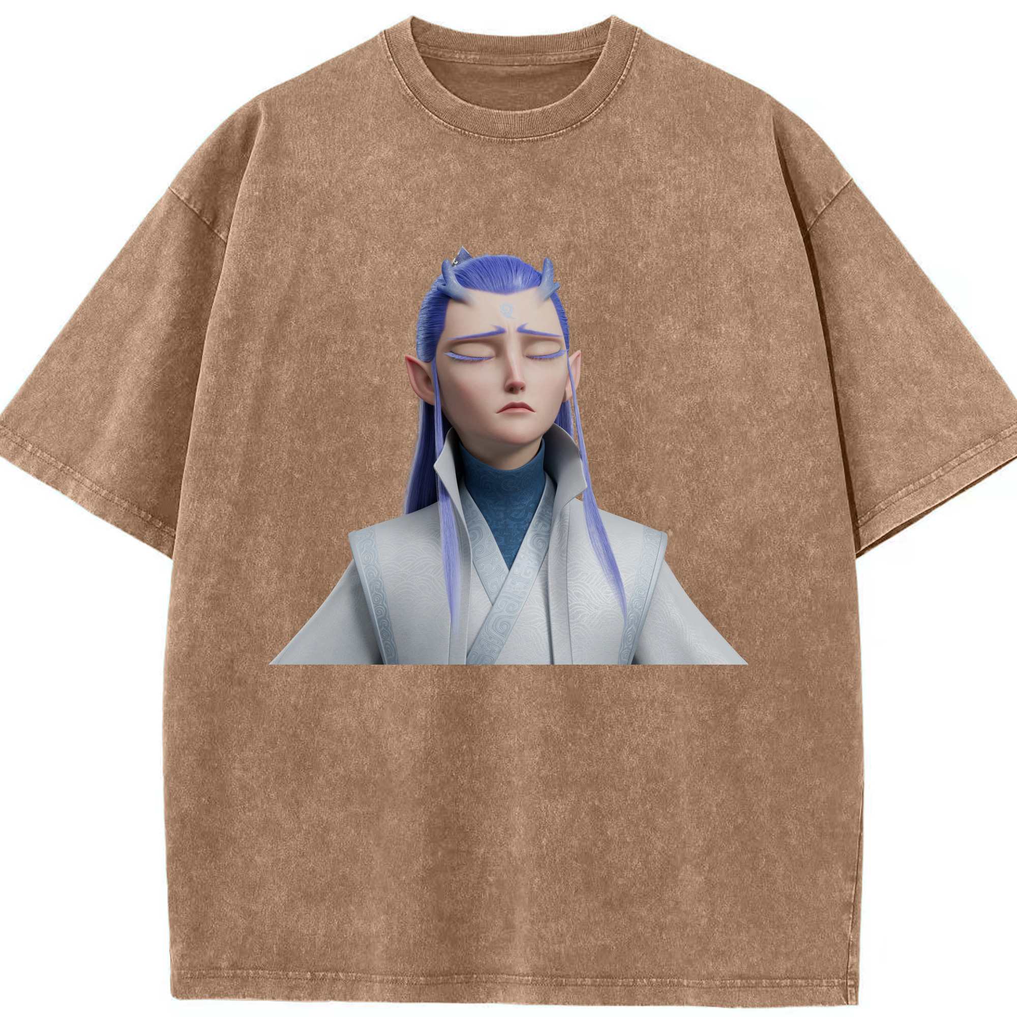 （画像用） Ne Zha 2 ナタ 魔童の大暴れ 綿100% ヴィンテージ風 半袖Tシャツ（フロントプリント）