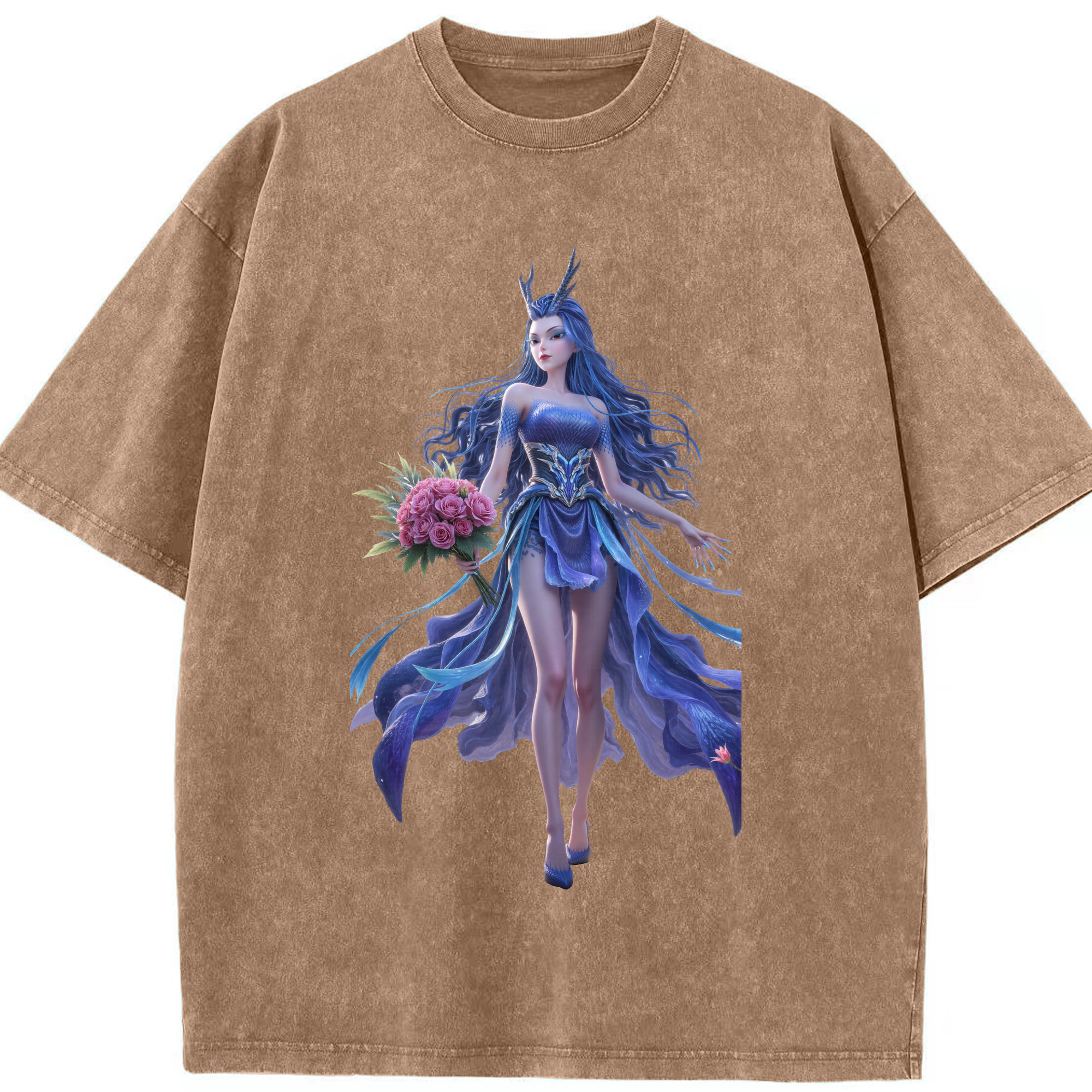 （画像用） Ne Zha 2 ナタ 魔童の大暴れ 綿100% ヴィンテージ風 半袖Tシャツ（フロントプリント）