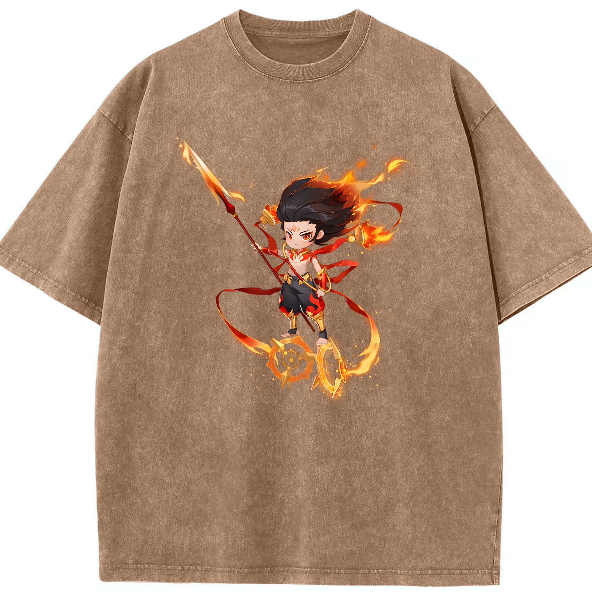 （画像用） Ne Zha 2 ナタ 魔童の大暴れ 綿100% ヴィンテージ風 半袖Tシャツ（フロントプリント）