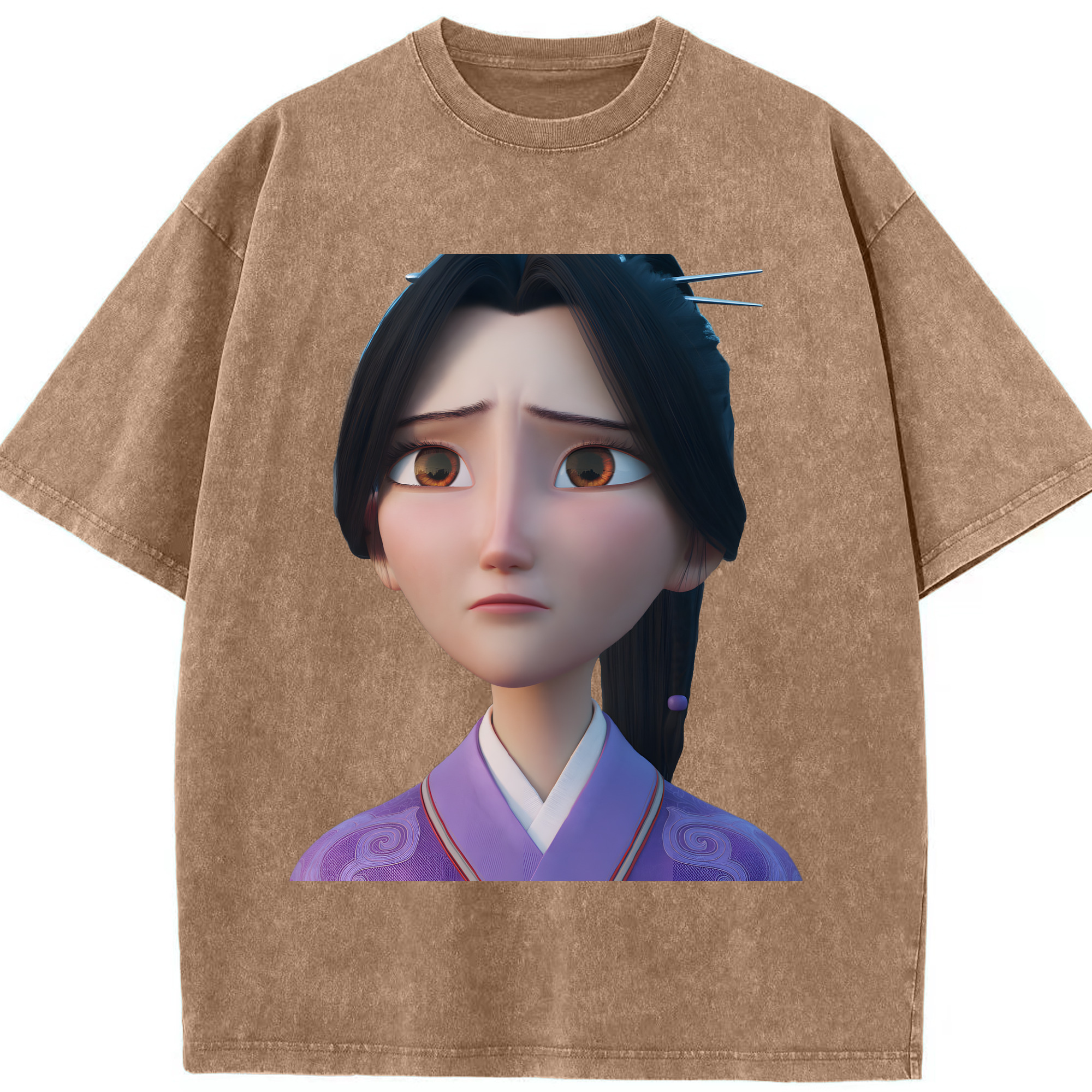 （画像用） Ne Zha 2 ナタ 魔童の大暴れ 綿100% ヴィンテージ風 半袖Tシャツ（フロントプリント）