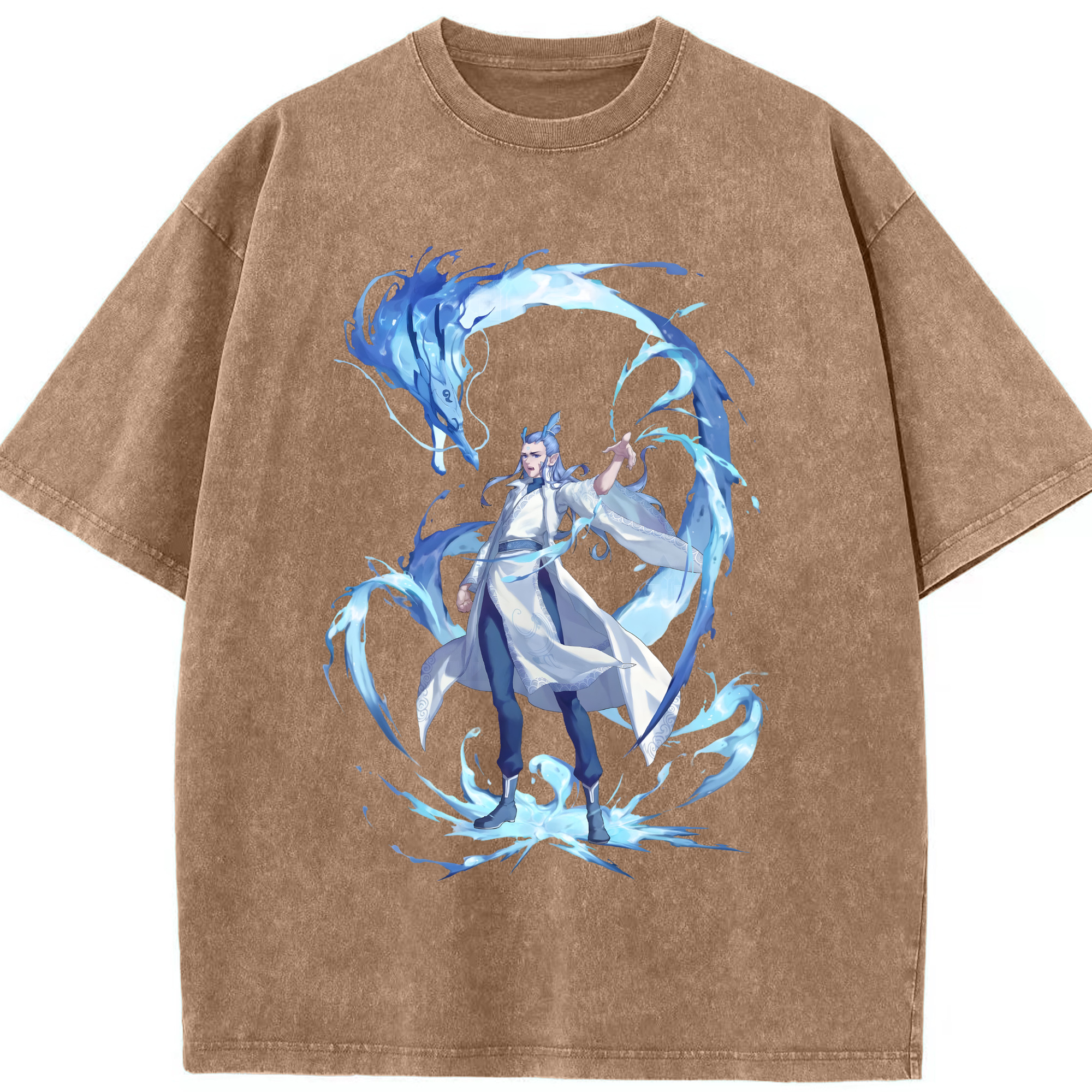 （画像用） Ne Zha 2 ナタ 魔童の大暴れ 綿100% ヴィンテージ風 半袖Tシャツ（フロントプリント）