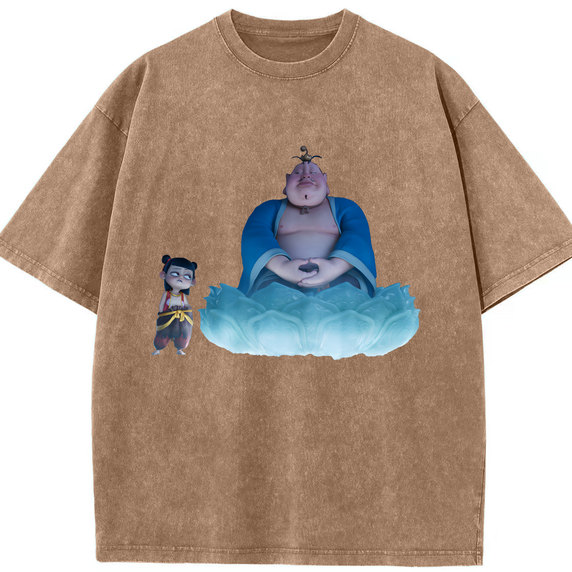 （画像用） Ne Zha 2 ナタ 魔童の大暴れ 綿100% ヴィンテージ風 半袖Tシャツ（フロントプリント）
