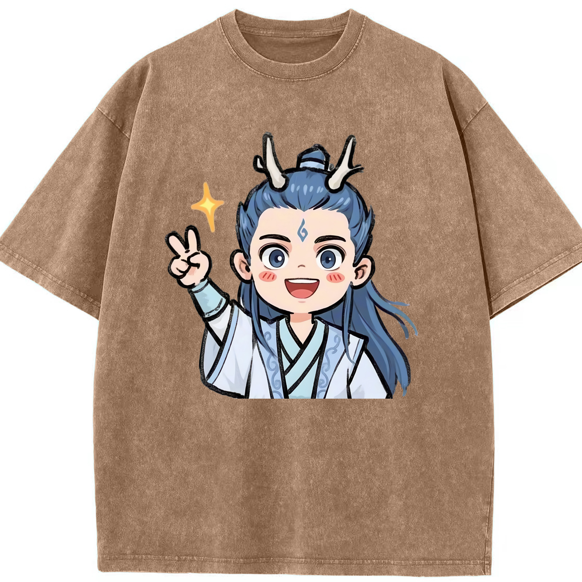 （画像用） Ne Zha 2 ナタ 魔童の大暴れ 綿100% ヴィンテージ風 半袖Tシャツ（フロントプリント）