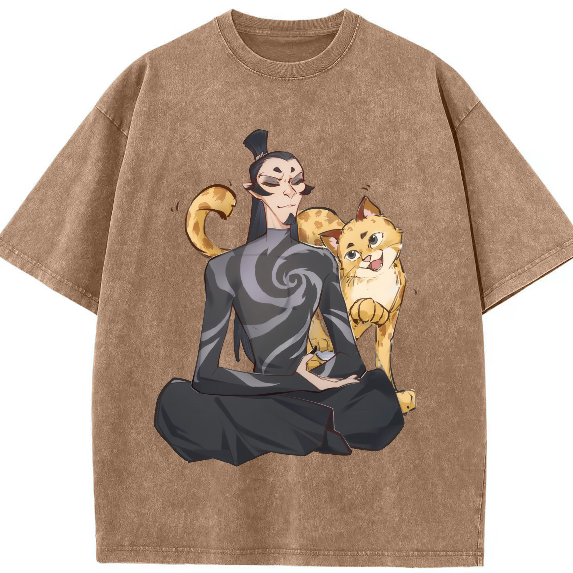 （画像用） Ne Zha 2 ナタ 魔童の大暴れ 綿100% ヴィンテージ風 半袖Tシャツ（フロントプリント）