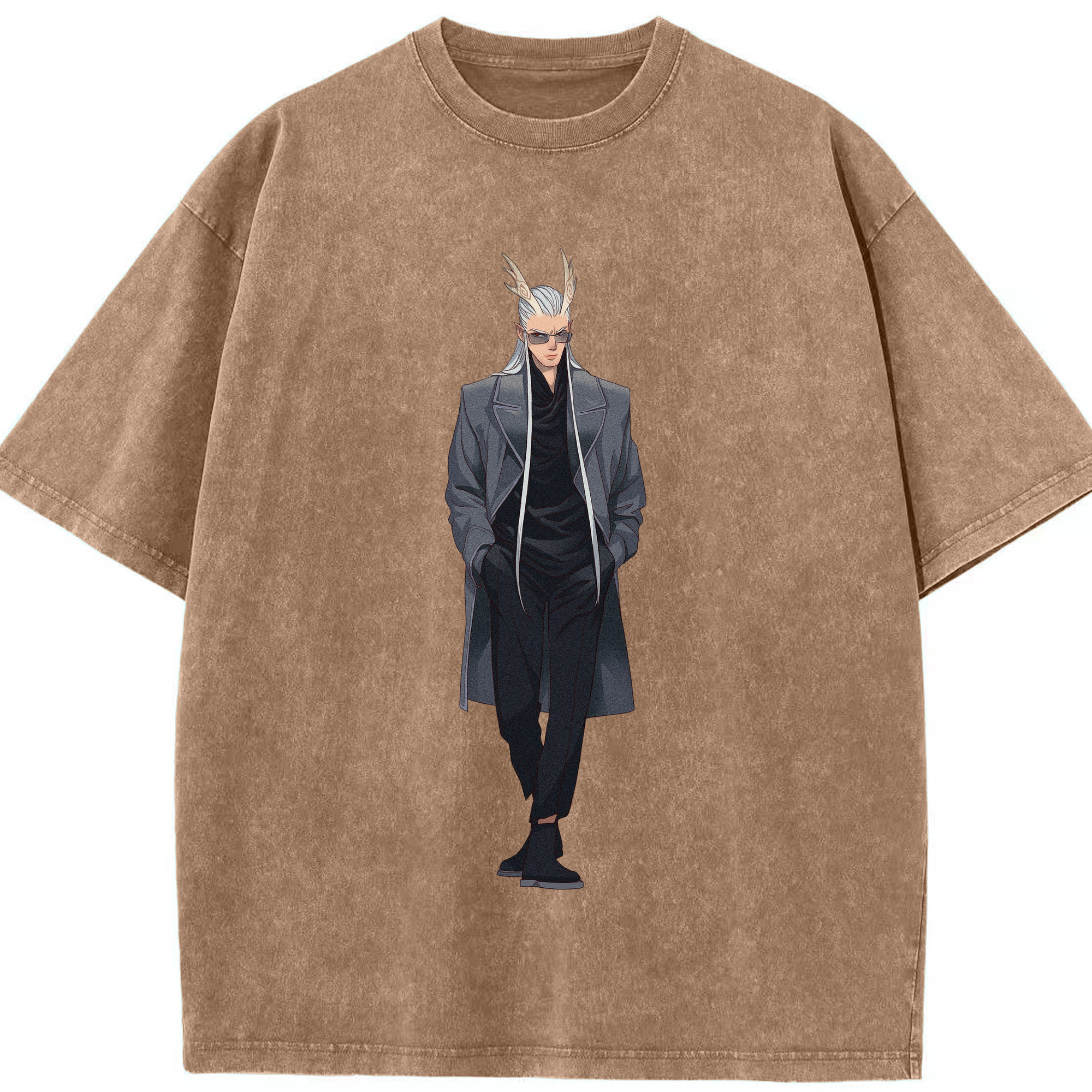 （画像用） Ne Zha 2 ナタ 魔童の大暴れ 綿100% ヴィンテージ風 半袖Tシャツ（フロントプリント）