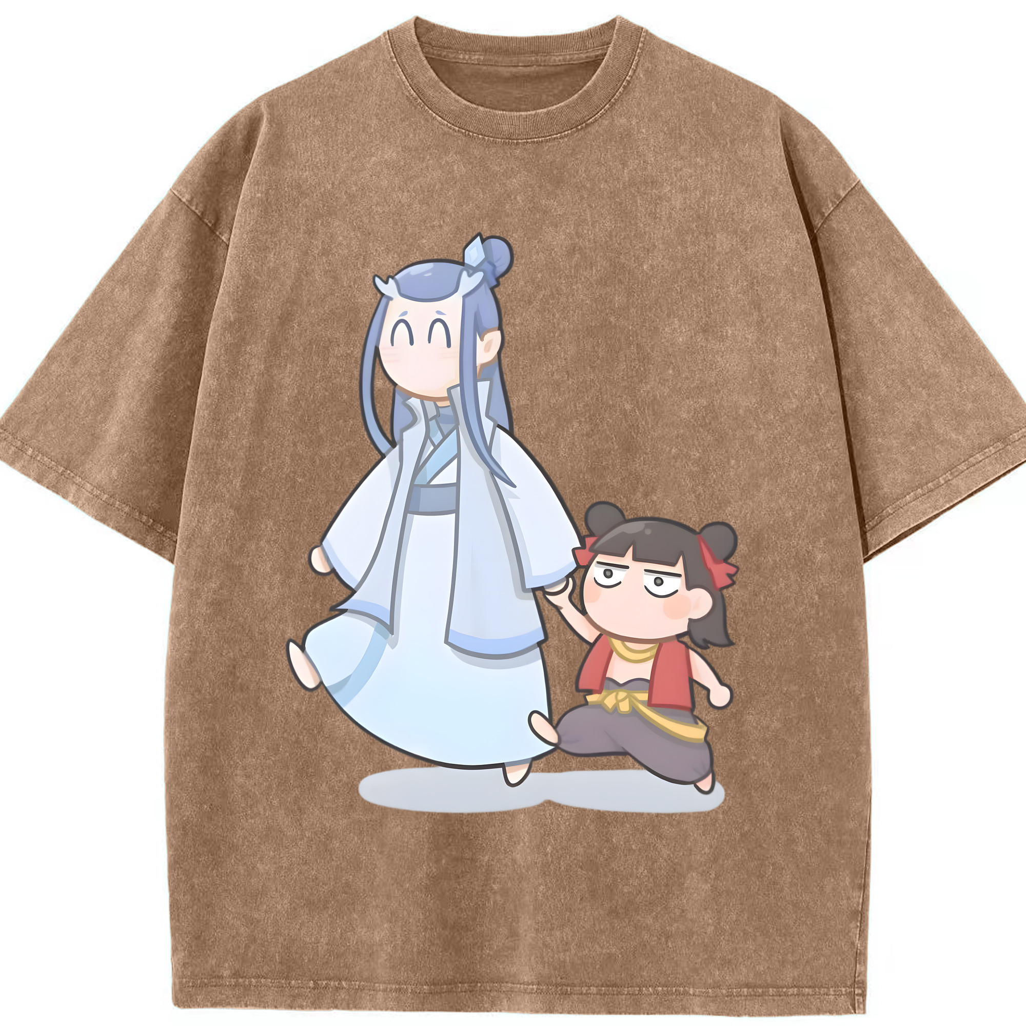 （画像用） Ne Zha 2 ナタ 魔童の大暴れ 綿100% ヴィンテージ風 半袖Tシャツ（フロントプリント）