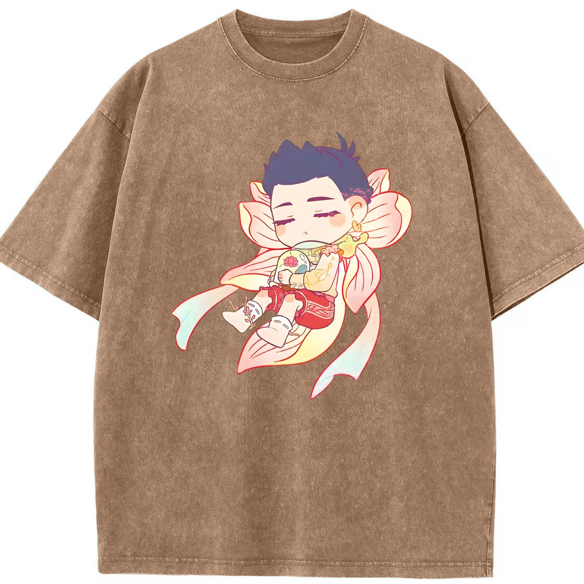 （画像用） Ne Zha 2 ナタ 魔童の大暴れ 綿100% ヴィンテージ風 半袖Tシャツ（フロントプリント）