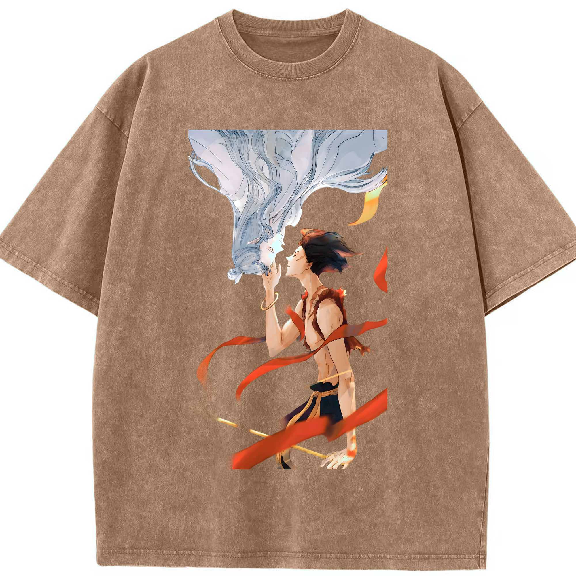 （画像用） Ne Zha 2 ナタ 魔童の大暴れ 綿100% ヴィンテージ風 半袖Tシャツ（フロントプリント）