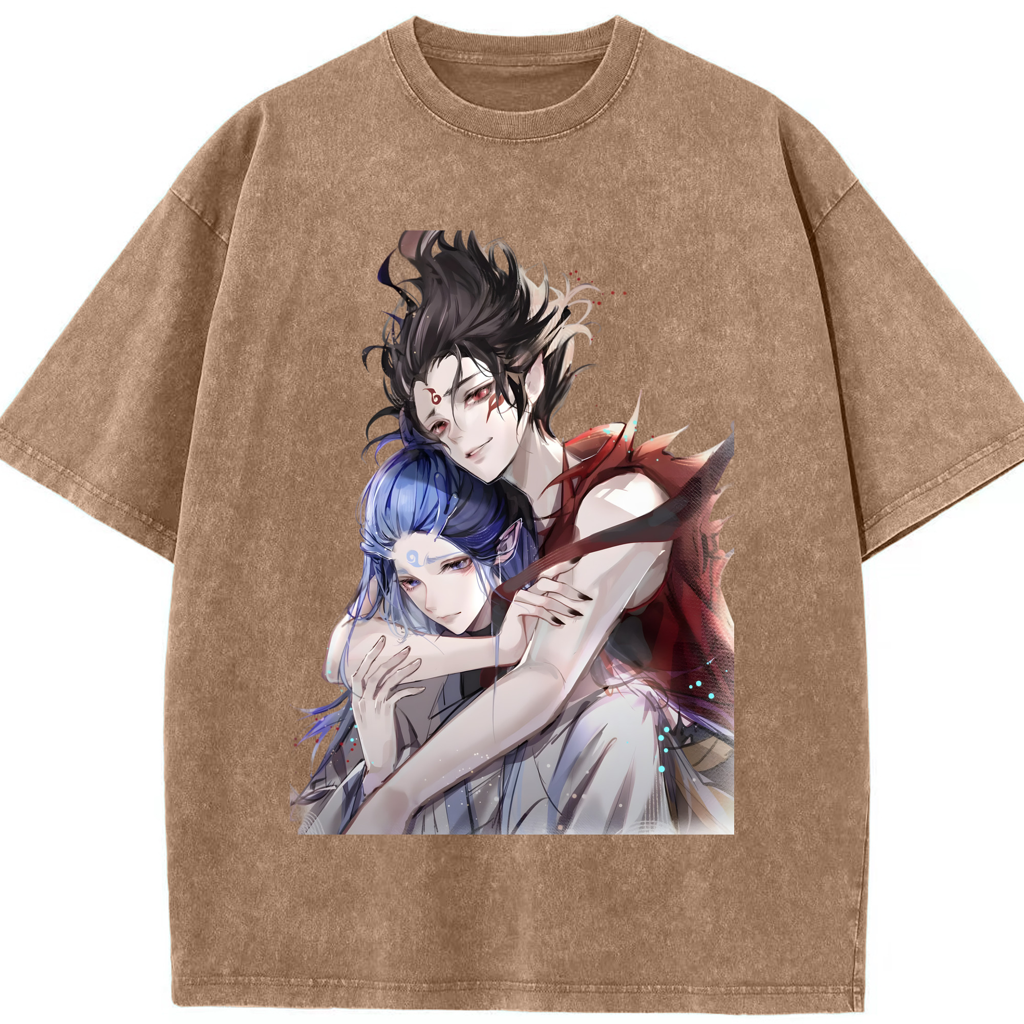 （画像用） Ne Zha 2 ナタ 魔童の大暴れ 綿100% ヴィンテージ風 半袖Tシャツ（フロントプリント）