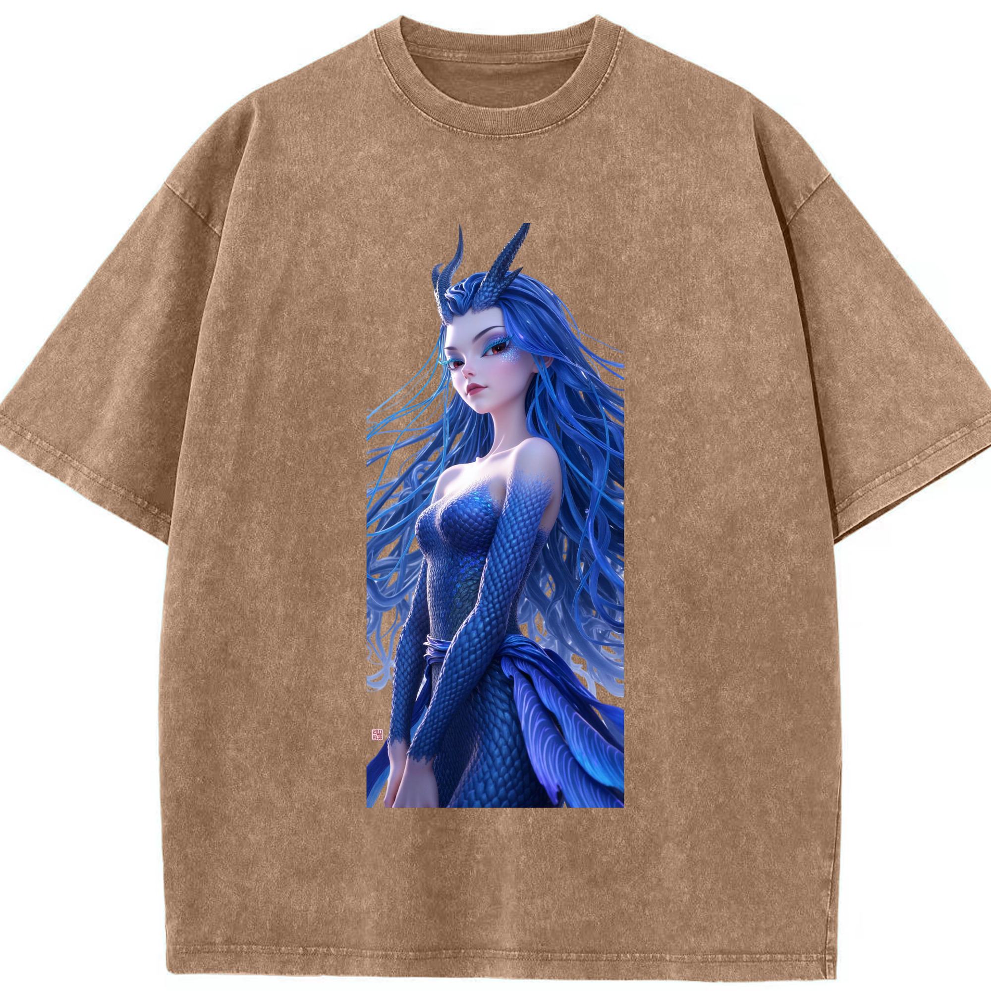 （画像用） Ne Zha 2 ナタ 魔童の大暴れ 綿100% ヴィンテージ風 半袖Tシャツ（フロントプリント）