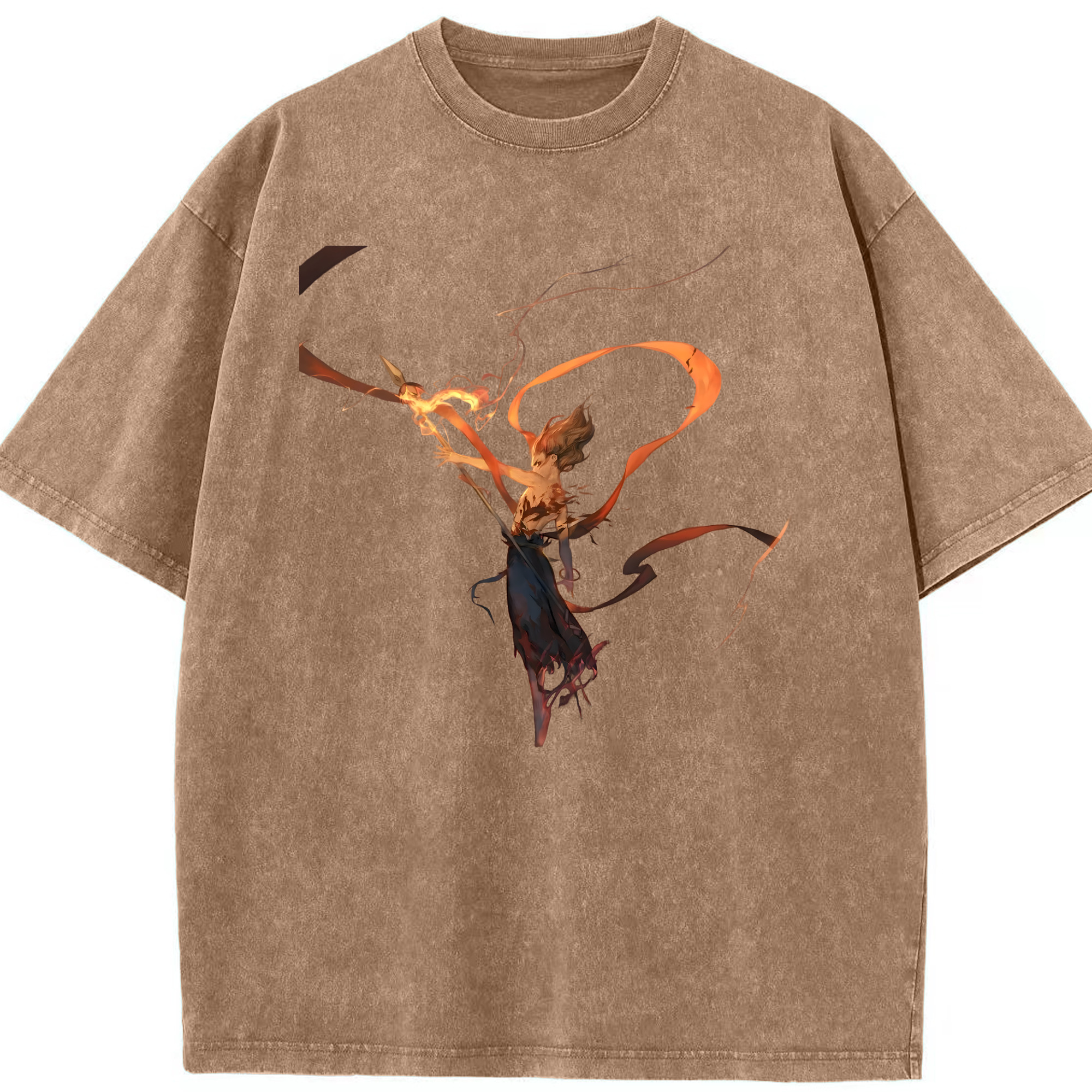 （画像用） Ne Zha 2 ナタ 魔童の大暴れ 綿100% ヴィンテージ風 半袖Tシャツ（フロントプリント）