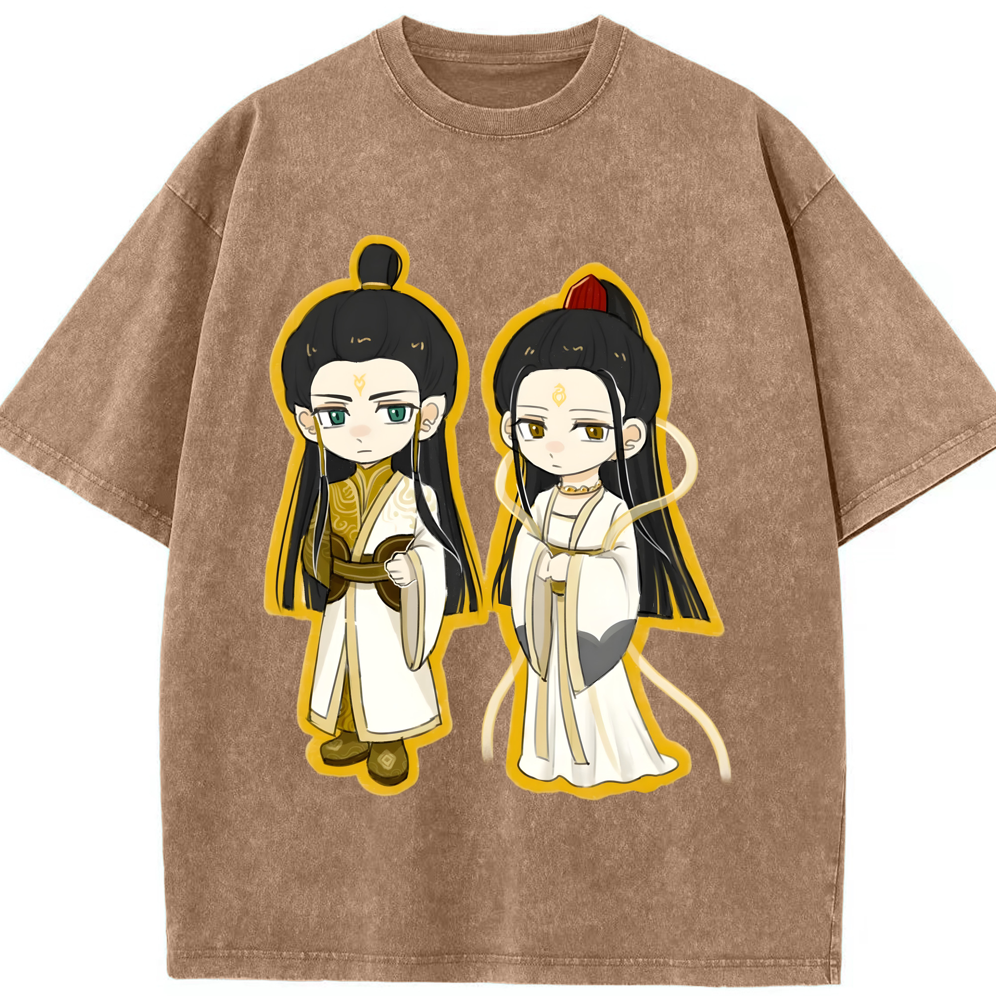 （画像用） Ne Zha 2 ナタ 魔童の大暴れ 綿100% ヴィンテージ風 半袖Tシャツ（フロントプリント）