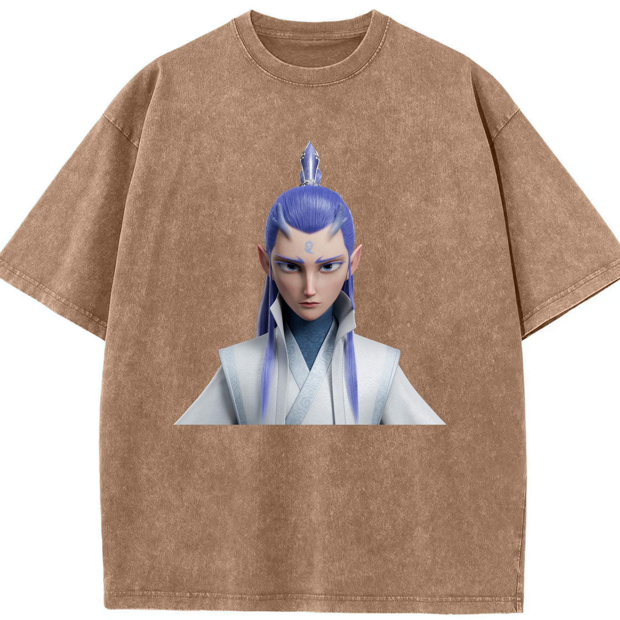 （画像用） Ne Zha 2 ナタ 魔童の大暴れ 綿100% ヴィンテージ風 半袖Tシャツ（フロントプリント）