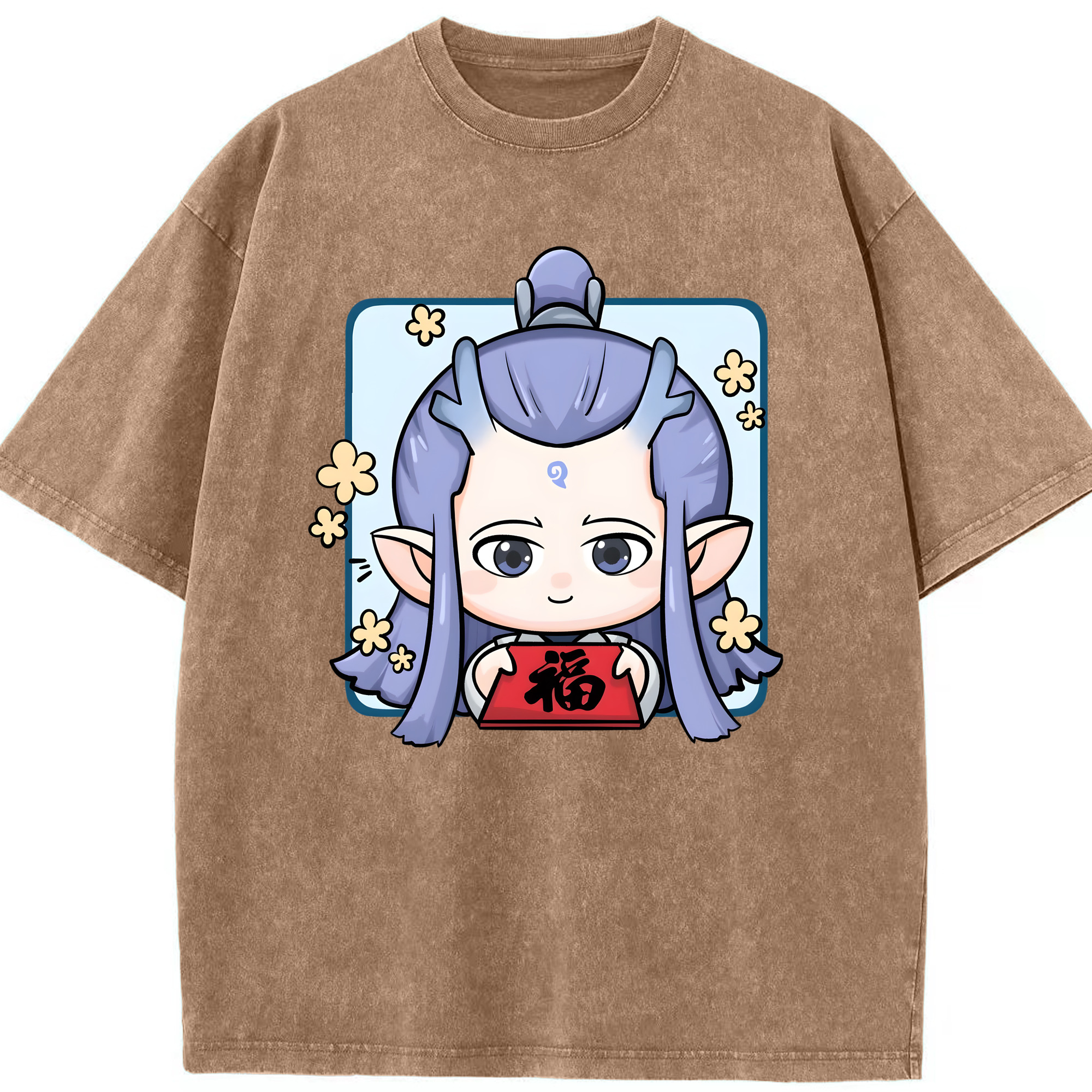 （画像用） Ne Zha 2 ナタ 魔童の大暴れ 綿100% ヴィンテージ風 半袖Tシャツ（フロントプリント）