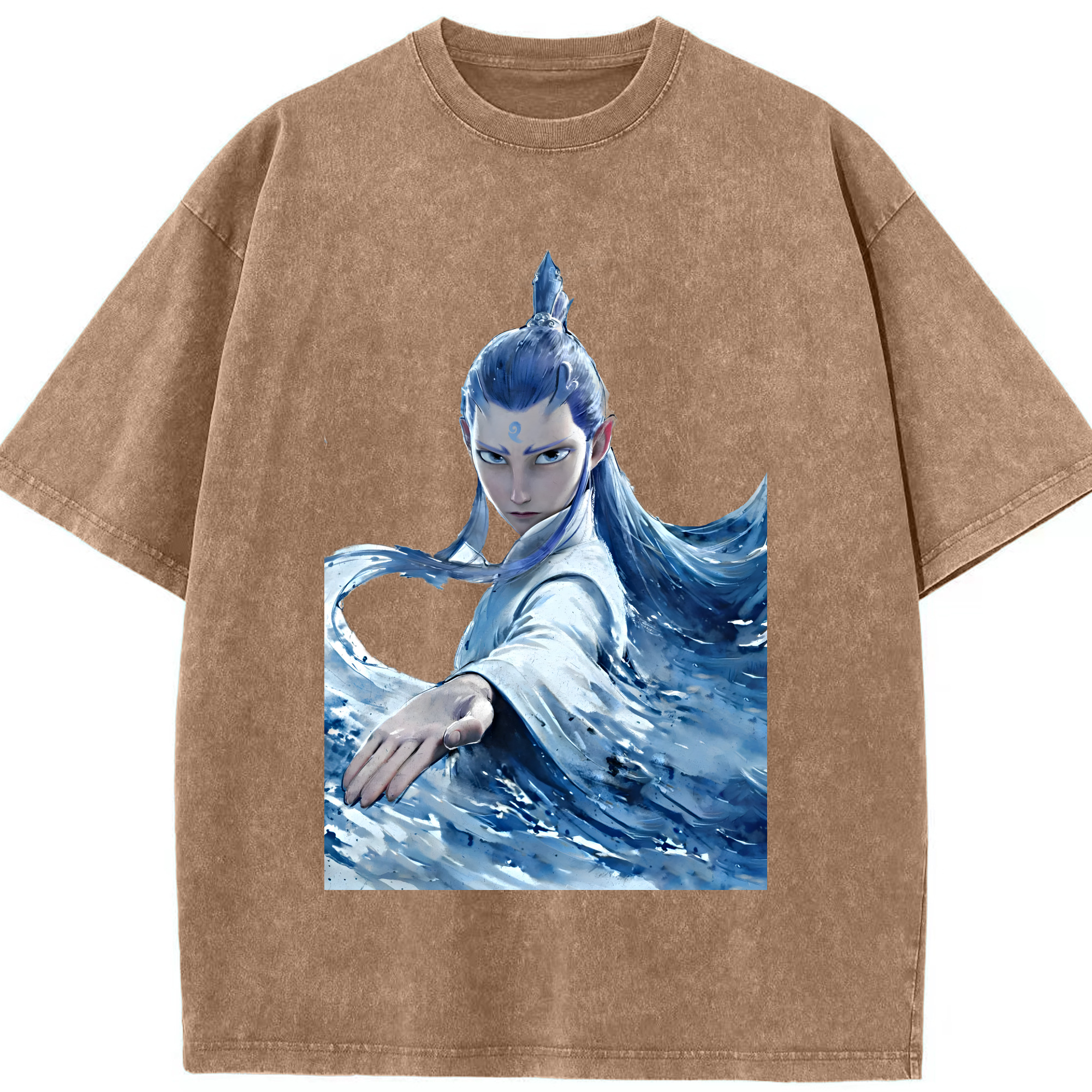 （画像用） Ne Zha 2 ナタ 魔童の大暴れ 綿100% ヴィンテージ風 半袖Tシャツ（フロントプリント）