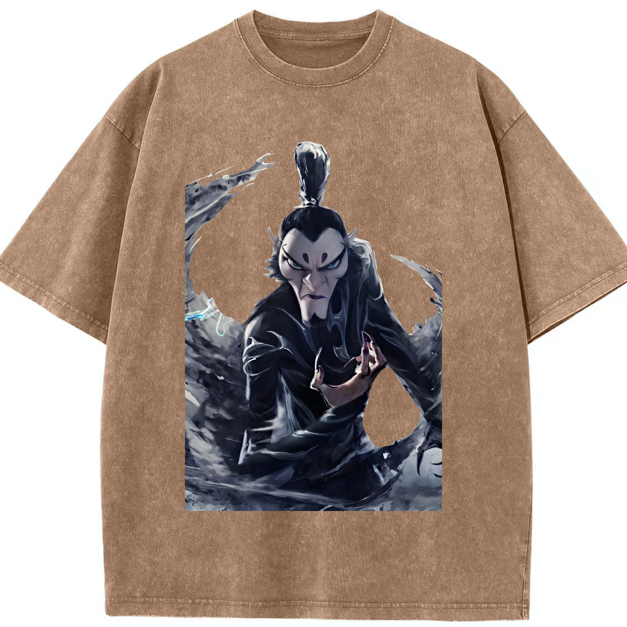 （画像用） Ne Zha 2 ナタ 魔童の大暴れ 綿100% ヴィンテージ風 半袖Tシャツ（フロントプリント）