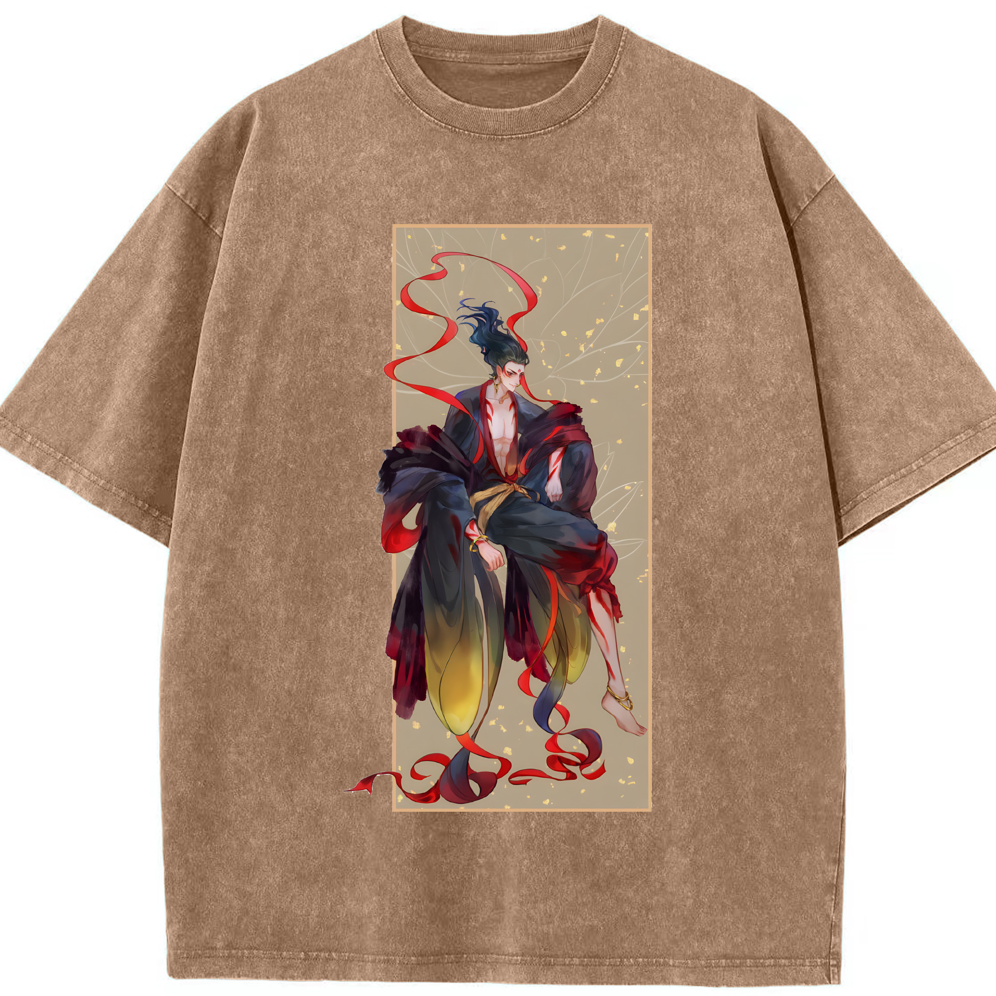 （画像用） Ne Zha 2 ナタ 魔童の大暴れ 綿100% ヴィンテージ風 半袖Tシャツ（フロントプリント）