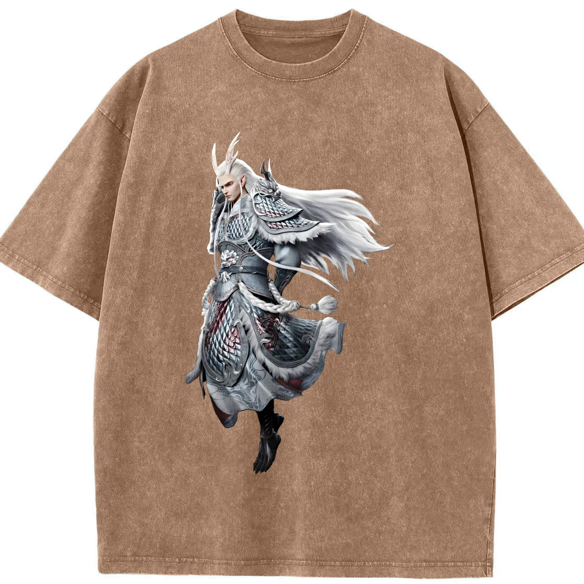 （画像用） Ne Zha 2 ナタ 魔童の大暴れ 綿100% ヴィンテージ風 半袖Tシャツ（フロントプリント）