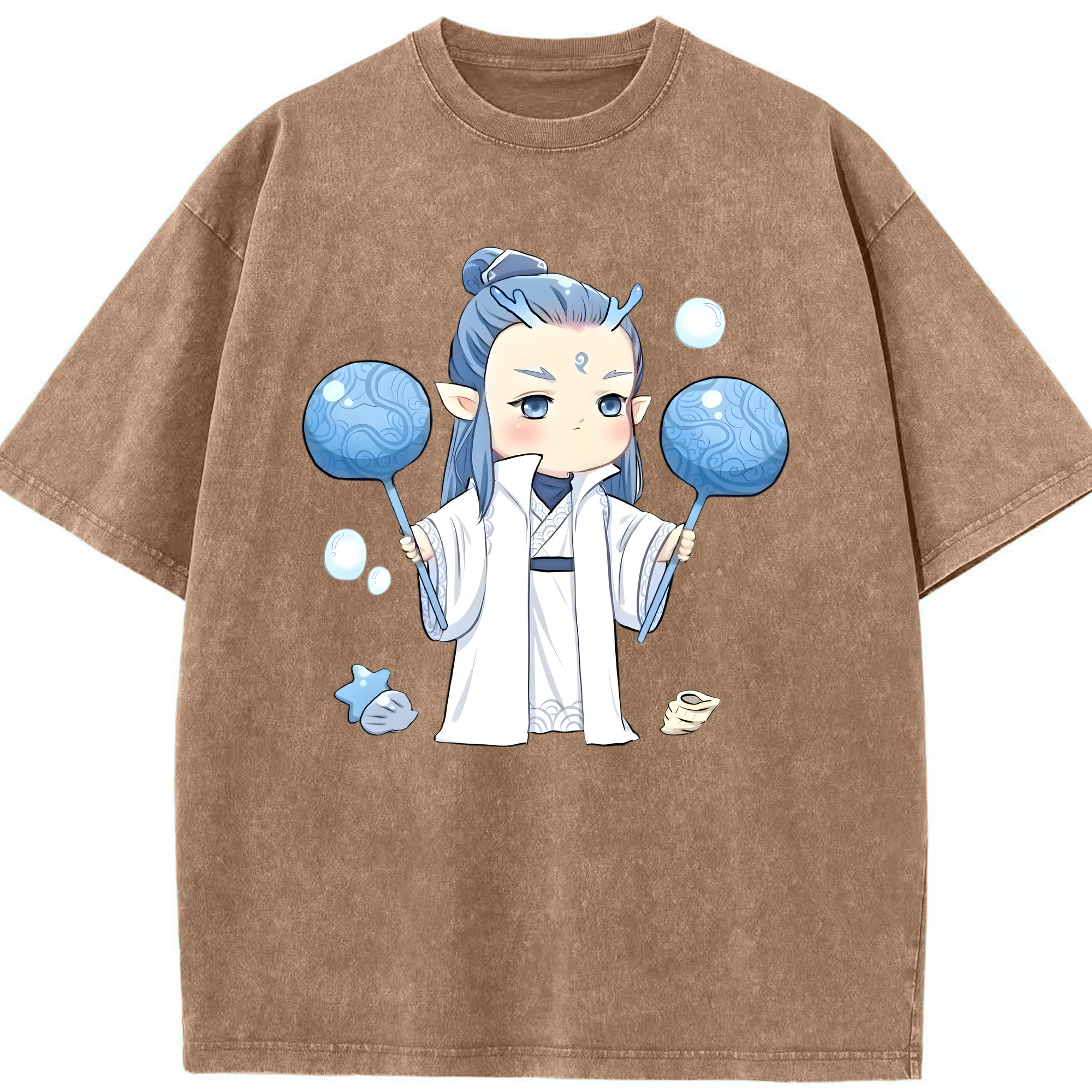 （画像用） Ne Zha 2 ナタ 魔童の大暴れ 綿100% ヴィンテージ風 半袖Tシャツ（フロントプリント）